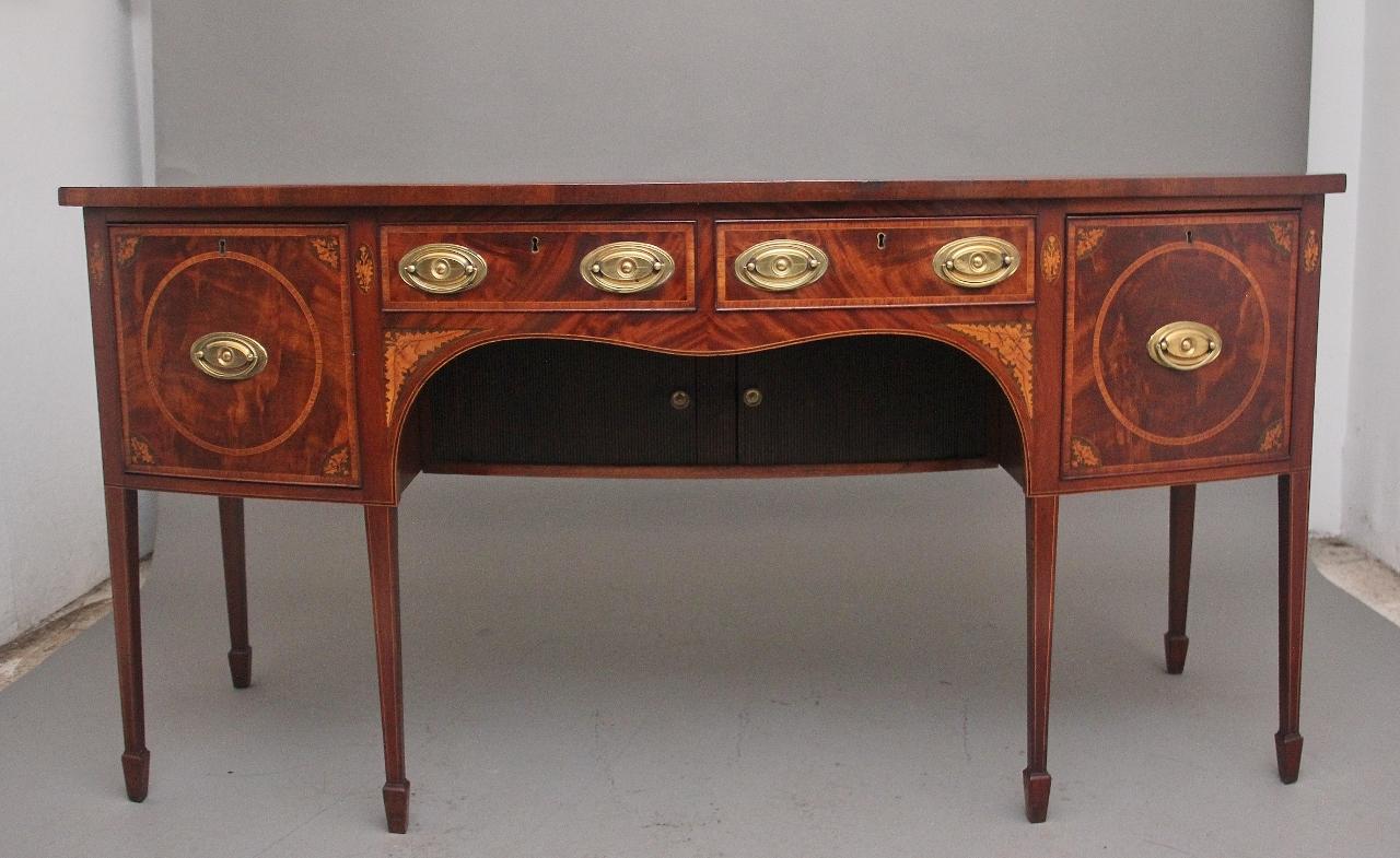 19th Century Inlaid Mahogany Bowfront Sideboard (1 of 10)