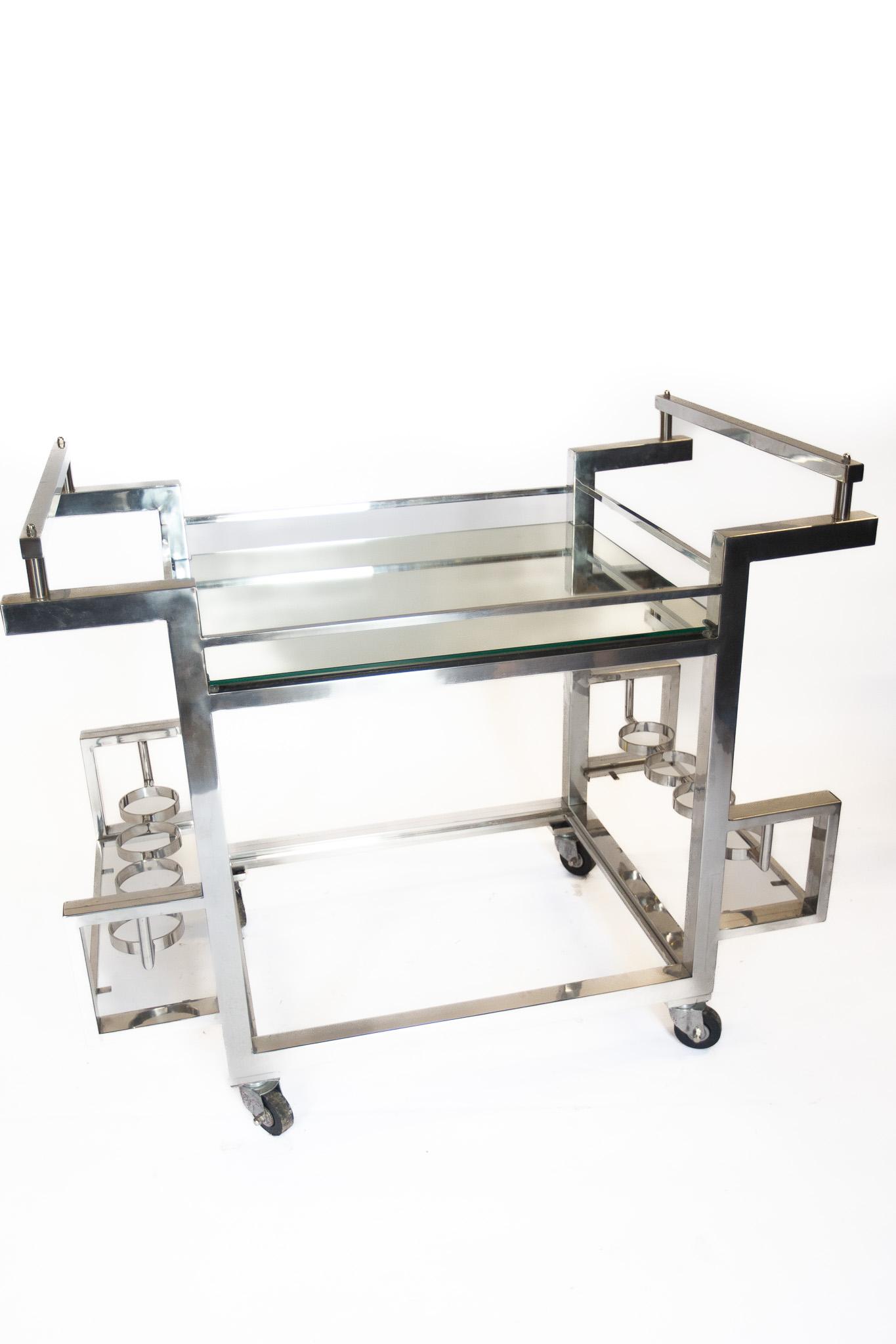 Art Deco Chrome & Mirrored Cocktail  Trolley (1 of 8)