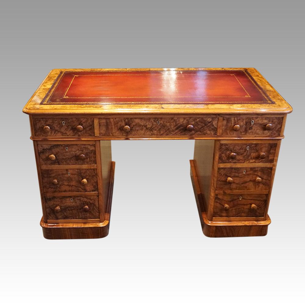 Victorian Burr Walnut Pedestal Desk (1 of 11) Victorian Burr Walnut Pedestal Desk (1 of 11)