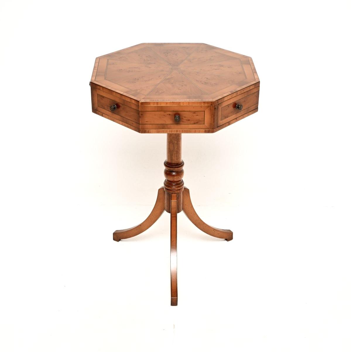 Regency Style Inlaid Yew Wood Octagonal Drum Table (1 of 10) Regency Style Inlaid Yew Wood Octagonal Drum Table (1 of 10)