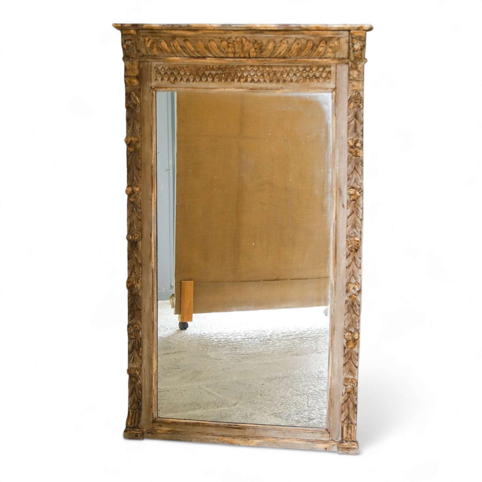19th‑Century French Tall Pier Mirror with Carved Lion Masks & Floral Decoration (1 of 10)