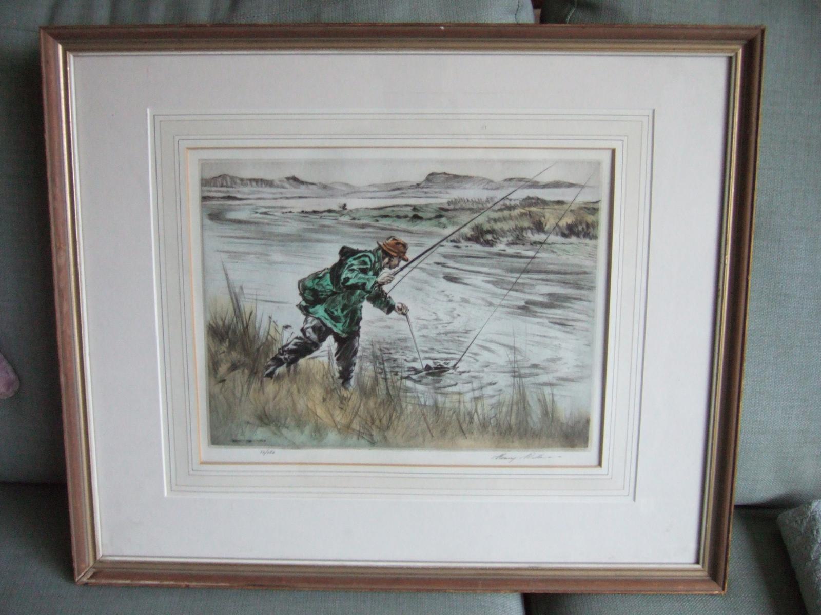 Henry Wilkinson (1921-2011) Engraving "Salmon Fishing" (1 of 4)