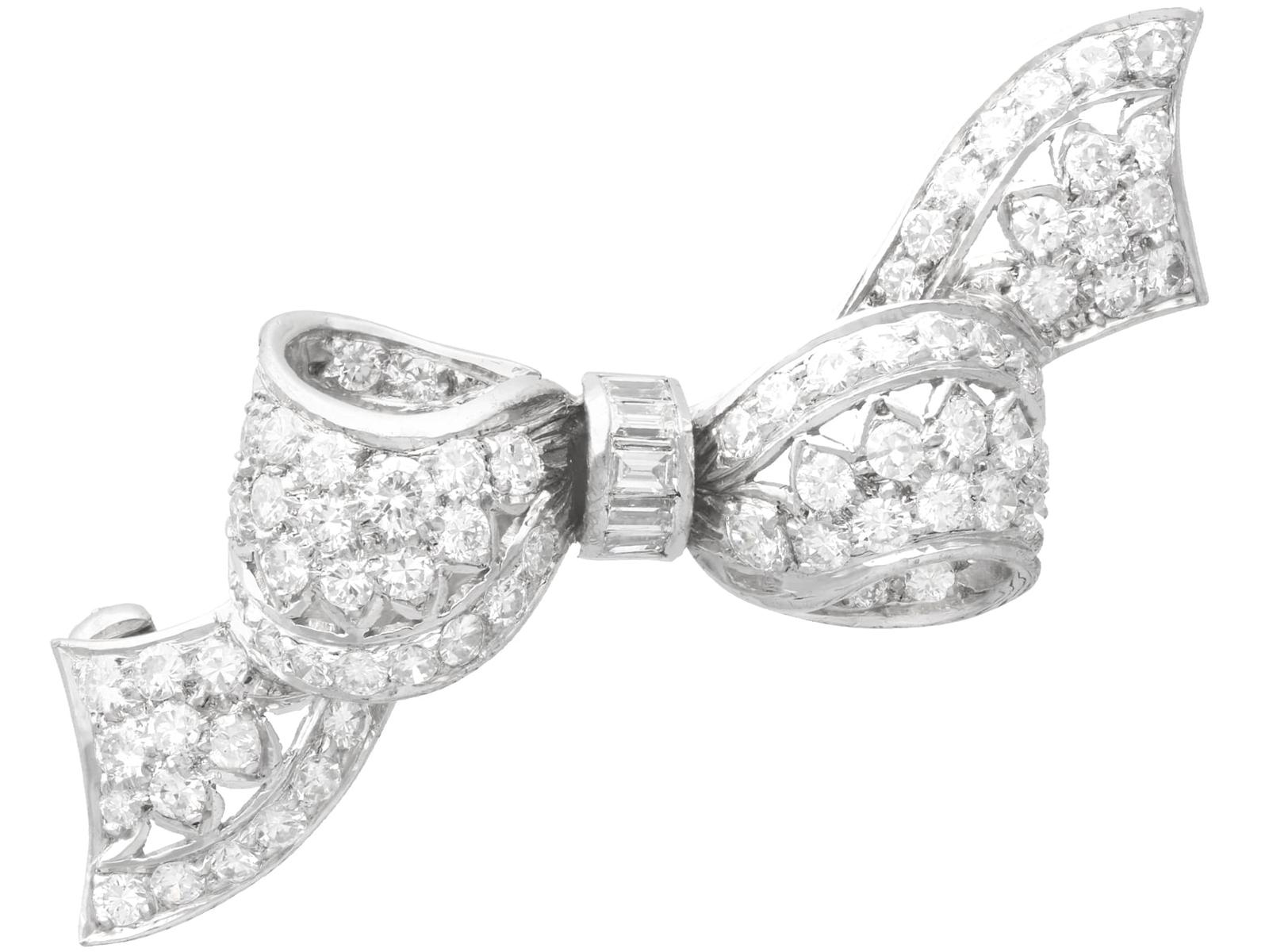 Antique 3.10ct Diamond & Silver Set Bow Brooch c.1920 (1 of 11)