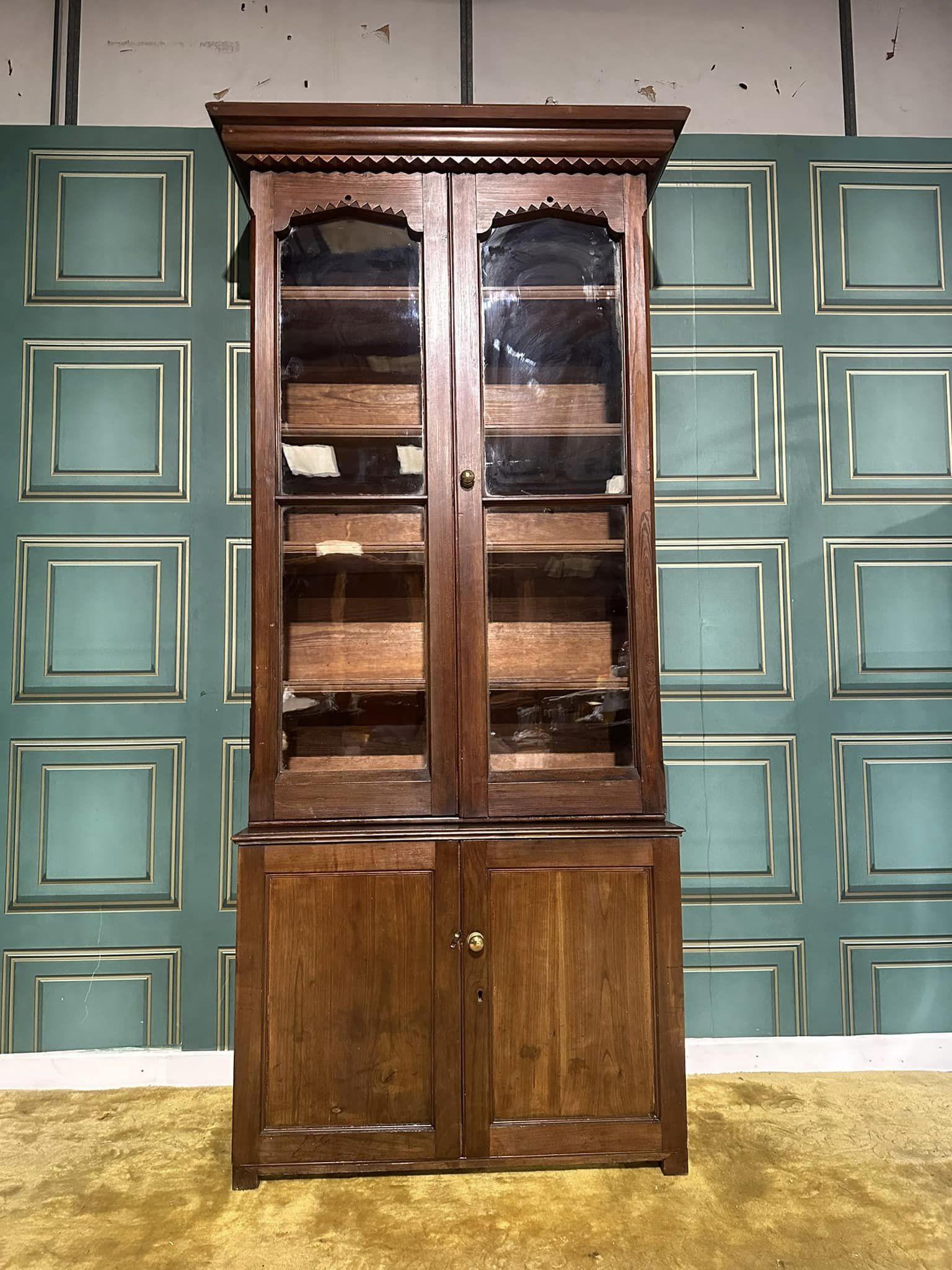 Gothic Revival Pitch Pine Bookcase with Base Cupboard (1 of 17)
