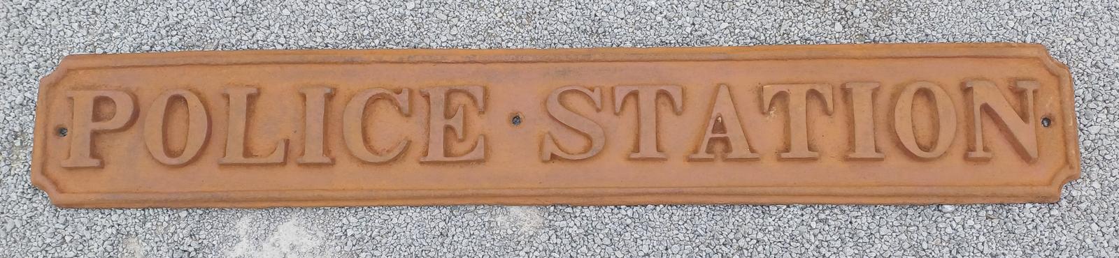 Rectangular Cast Iron Victorian Police Station Sign (1 of 1)