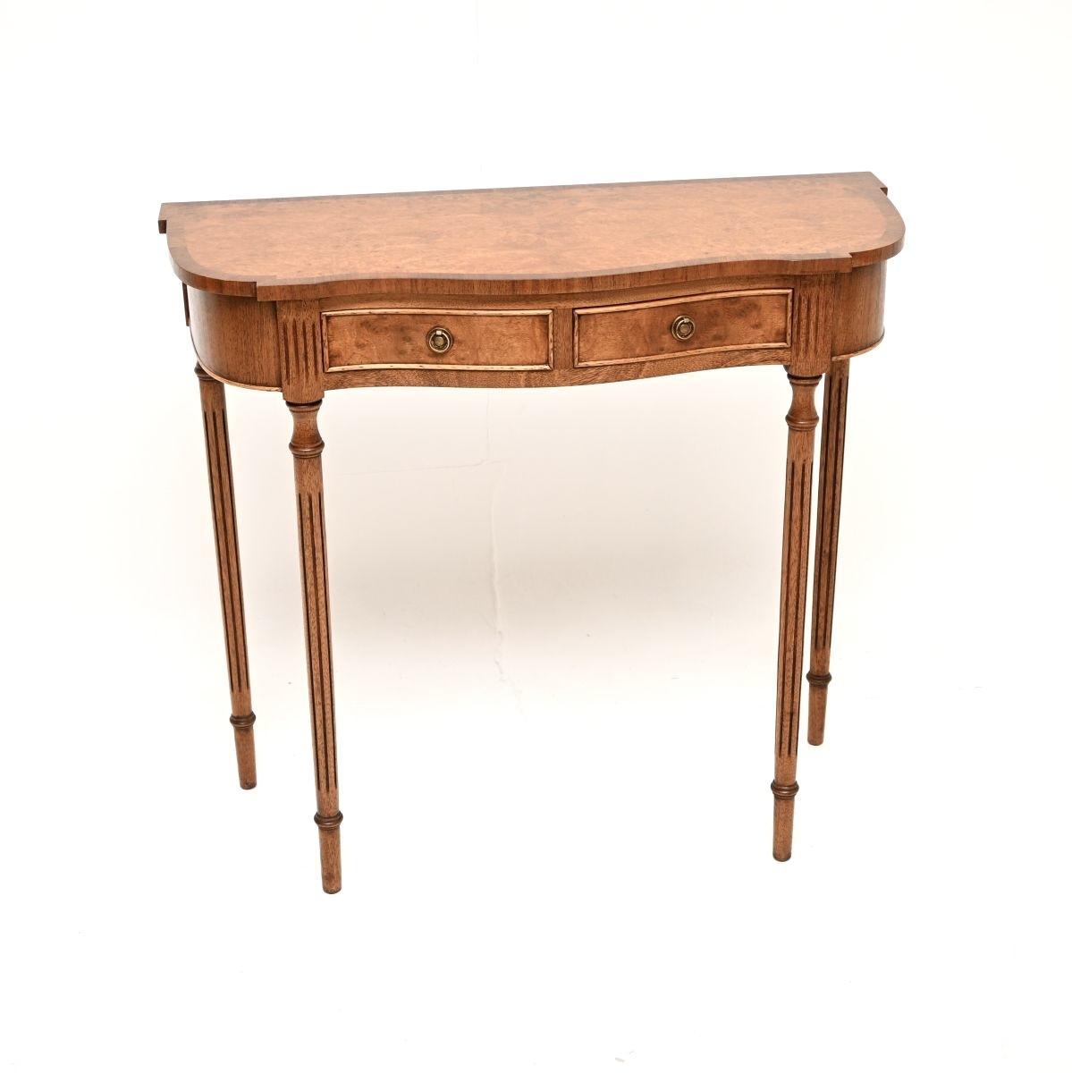 Regency Style Burr Walnut Console Table (1 of 9) Regency Style Burr Walnut Console Table (1 of 9)