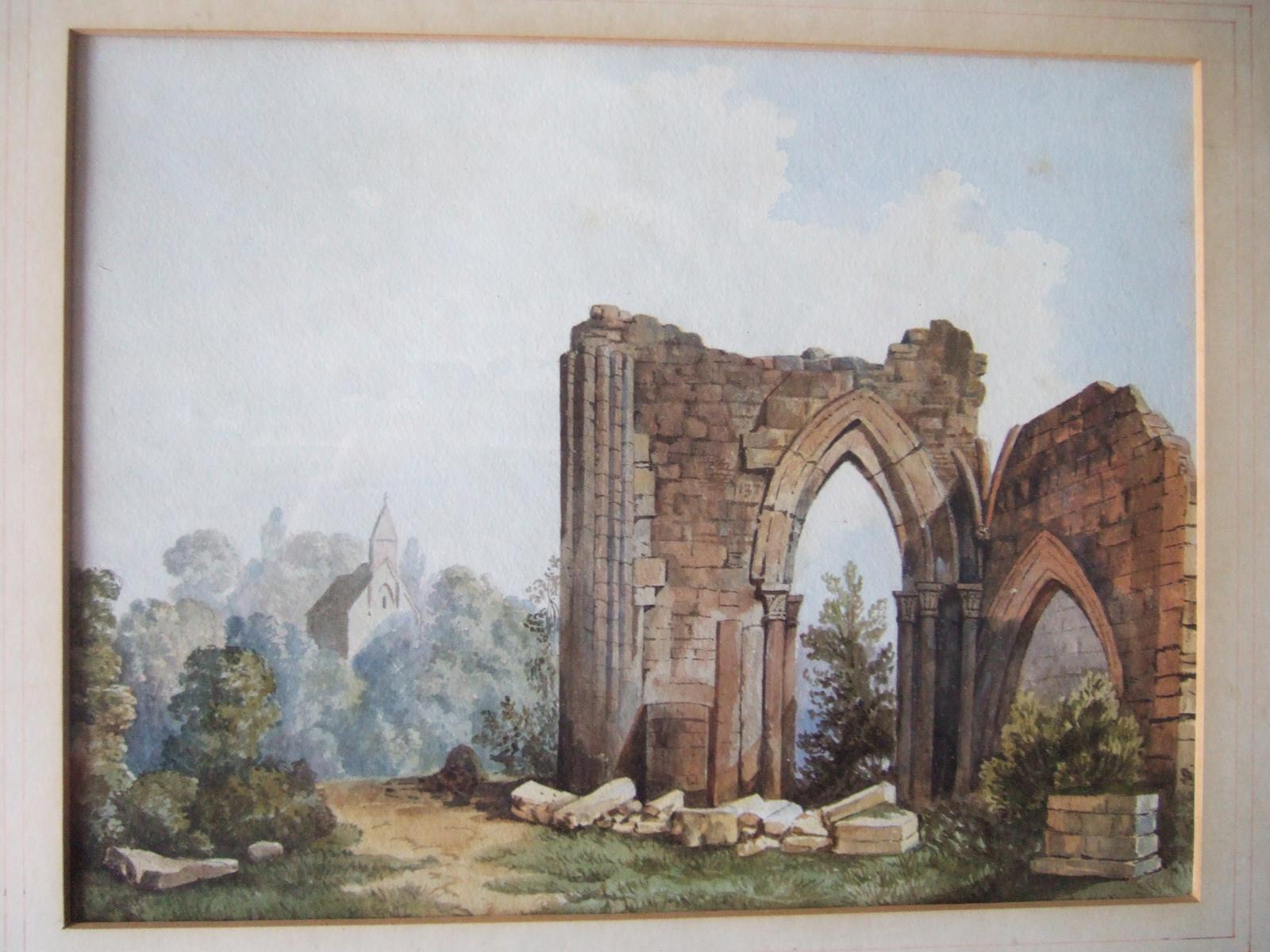 19th Century Watercolour of Newminster Abbey, Northumberland. (1 of 4)