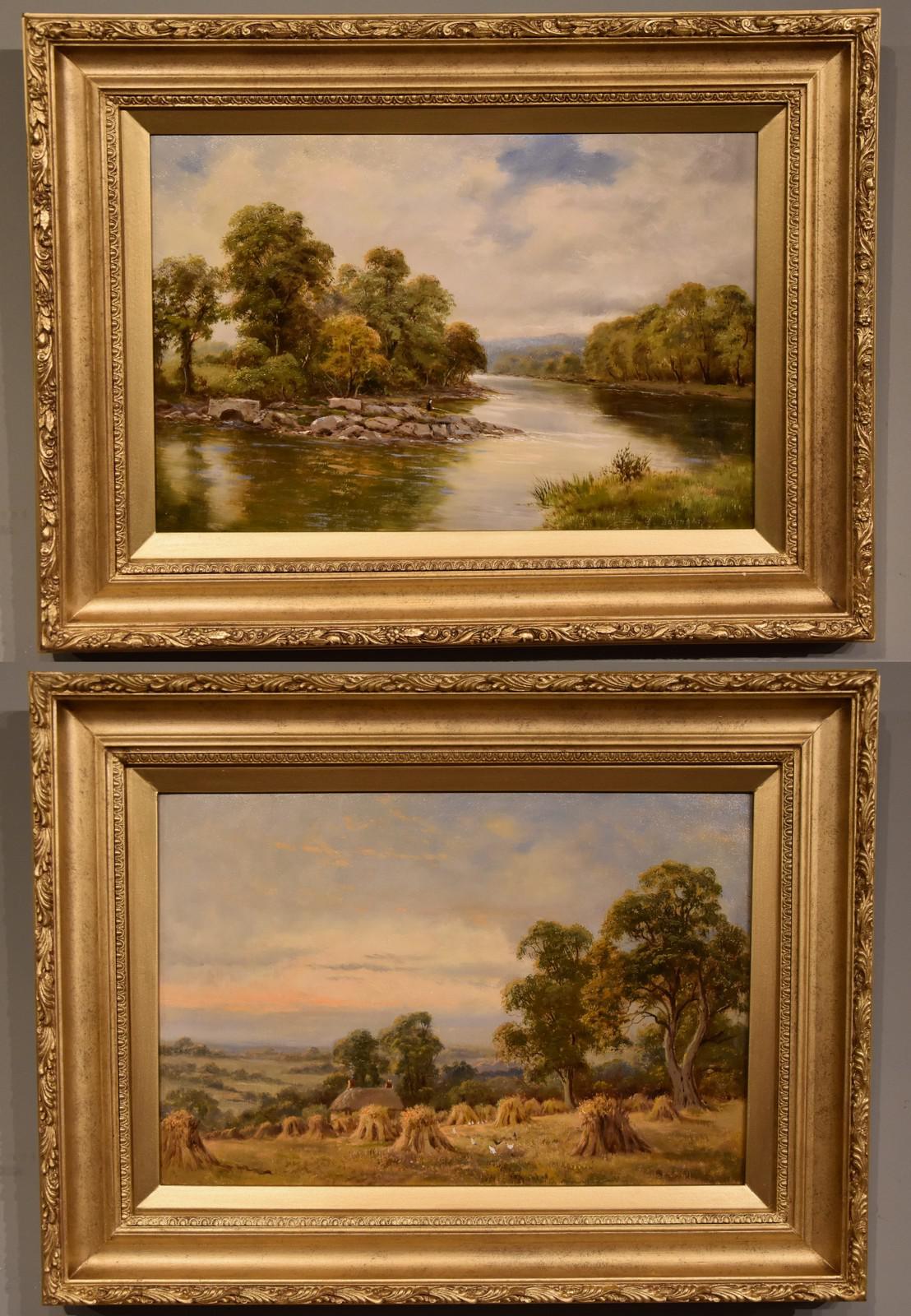 Oil Painting Pair by Sidney Yates Johnson “on the River Conway, North Wales” & "Harvesting" (1 of 9) Oil Painting Pair by Sidney Yates Johnson “on the River Conway, North Wales” & "Harvesting" (1 of 9)