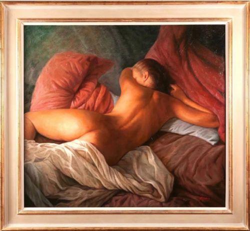 Huge Modern Nude Lady Oil Portrait Painting by Italian Artist Gennaro Odore (1 of 6) Huge Modern Nude Lady Oil Portrait Painting by Italian Artist Gennaro Odore (1 of 6)