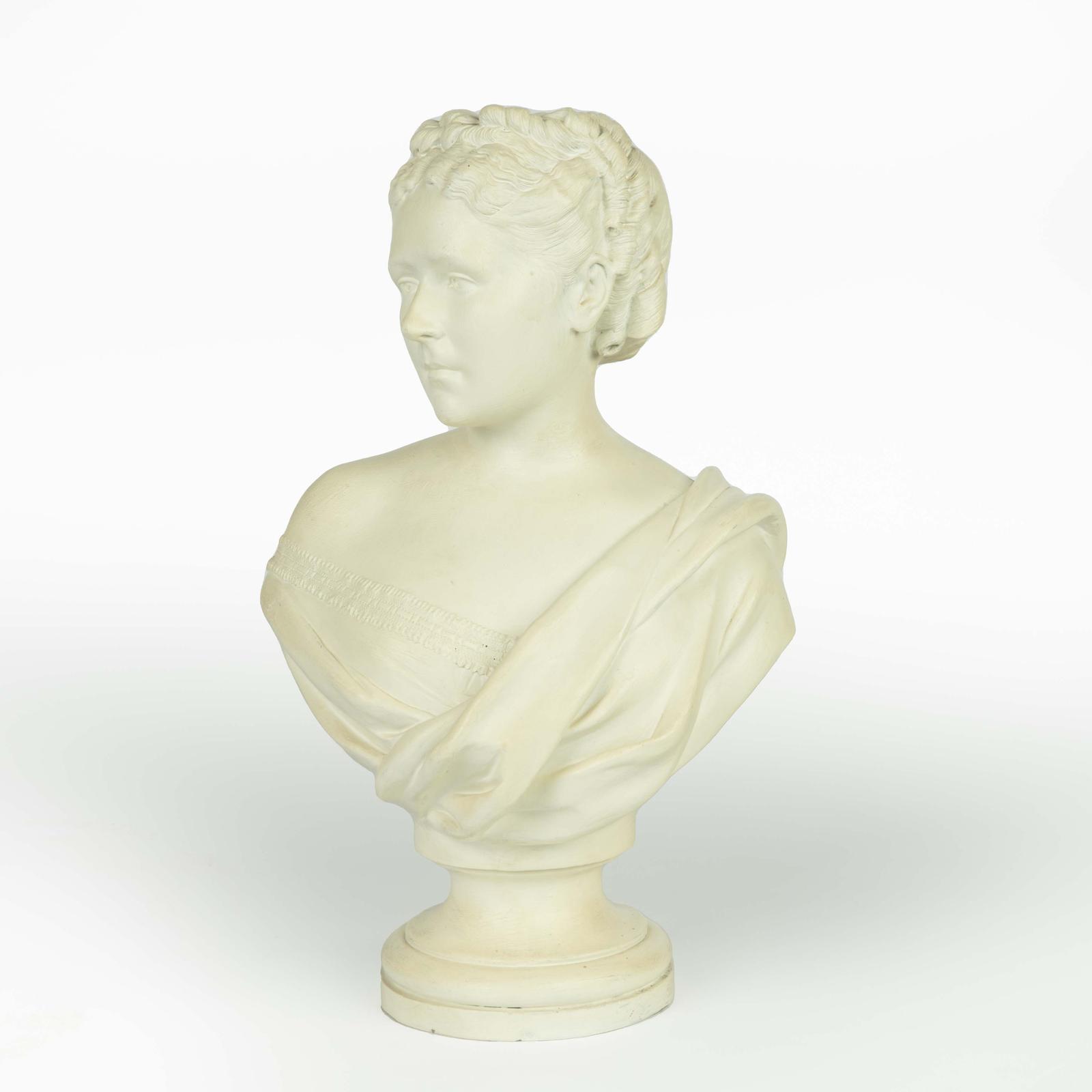 A Victorian White Painted Terracotta Bust of a Young Woman (1 of 5)