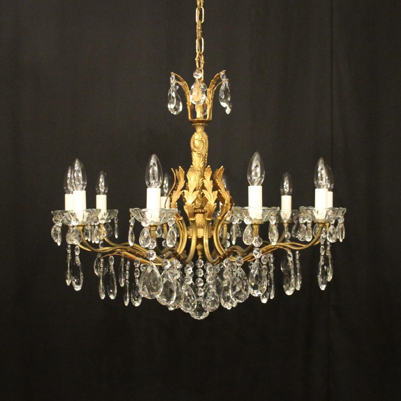 French Gilded & Crystal 10 Light Chandelier (1 of 10)
