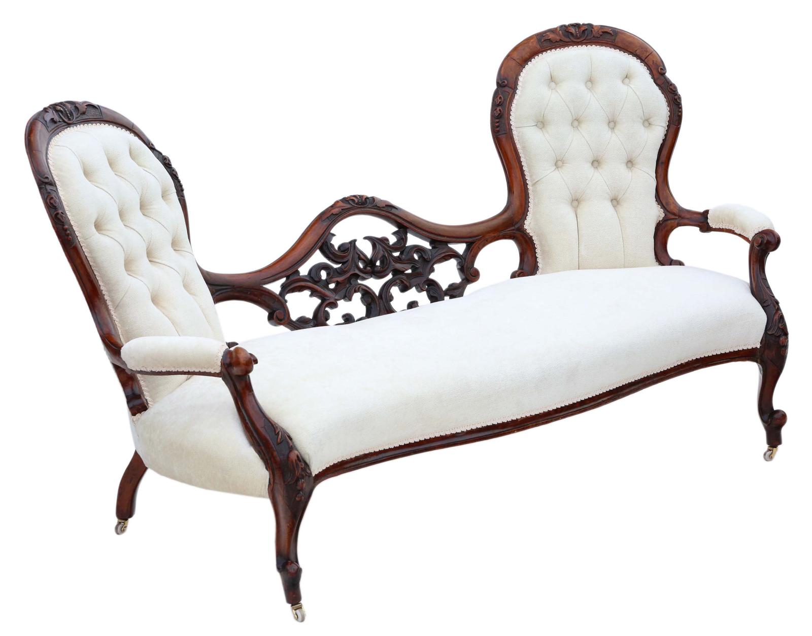 Antique Fine Quality Victorian Walnut Chaise Longue / Conversation Sofa – Elegant 19th Century Seating (1 of 11)