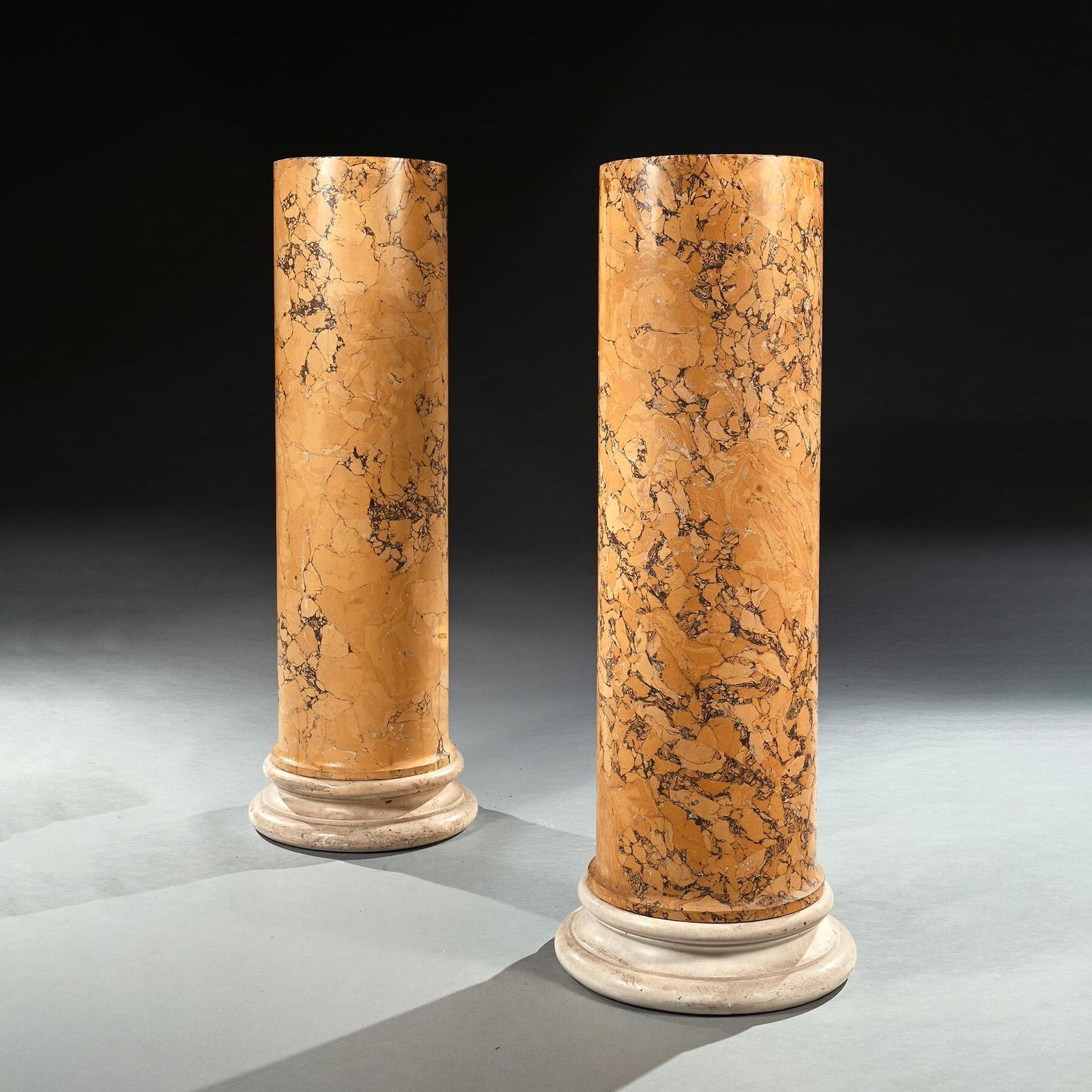 Fine Matched Pair of 19th Century Italian Scagliola Siena Marble Columns (1 of 7)