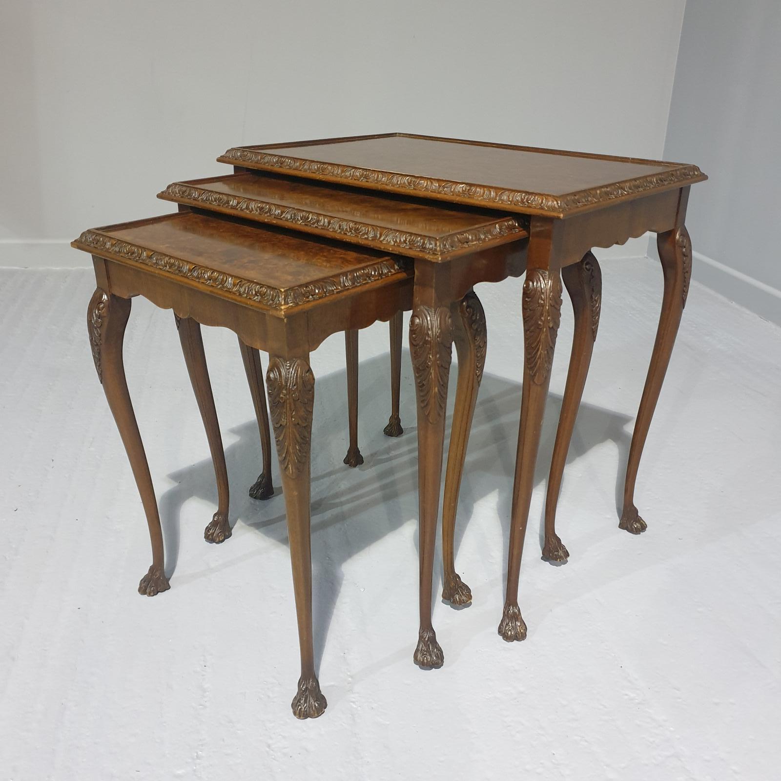 Burr Walnut Nest of Three Tables (1 of 8)