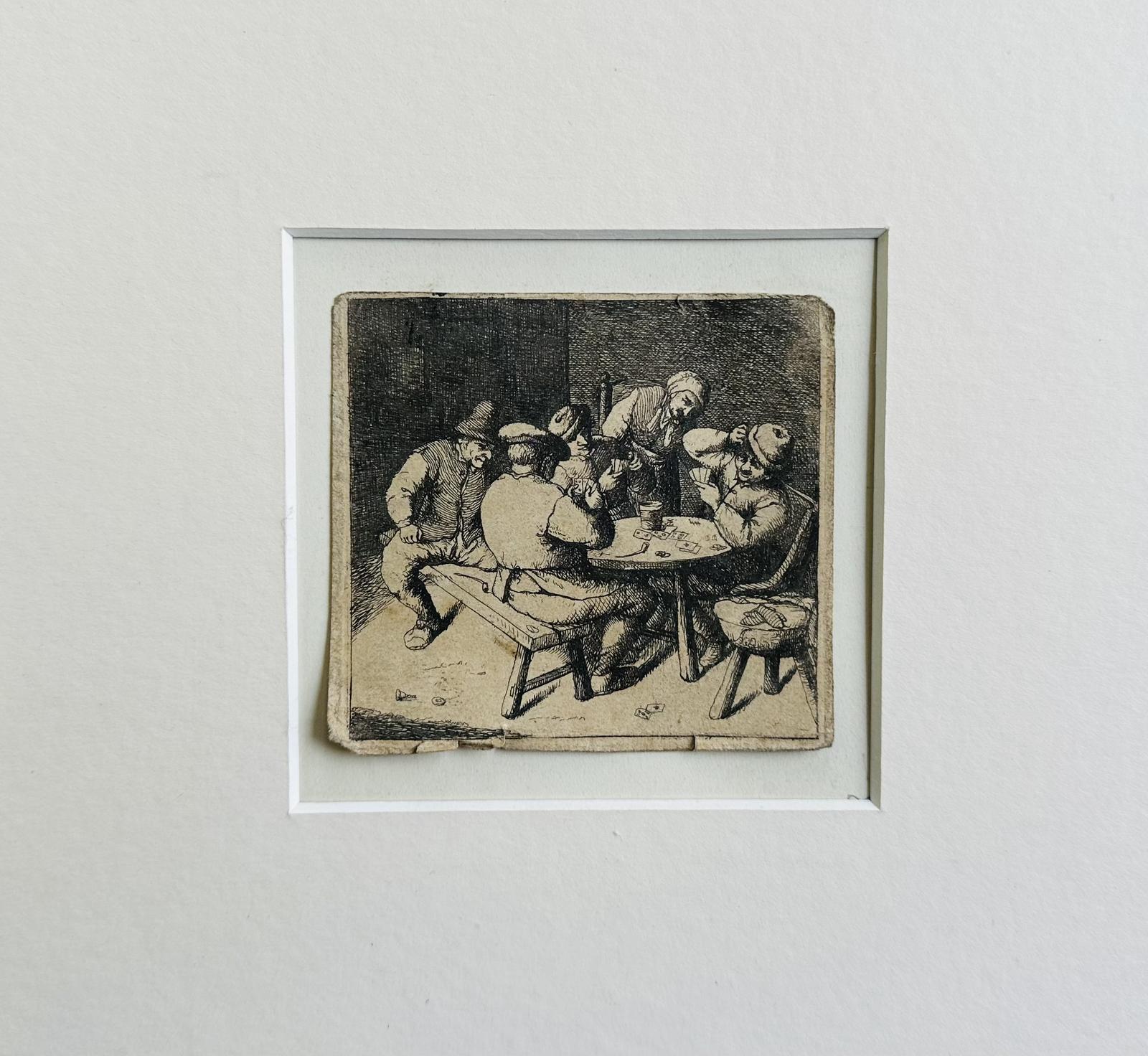 Original Etching 'The Card Players' by David Deuchar (1743-1808) After Adriaen Van Ostarde (1610-1685) c.1803 (1 of 4) Original Etching 'The Card Players' by David Deuchar (1743-1808) After Adriaen Van Ostarde (1610-1685) c.1803 (1 of 4)