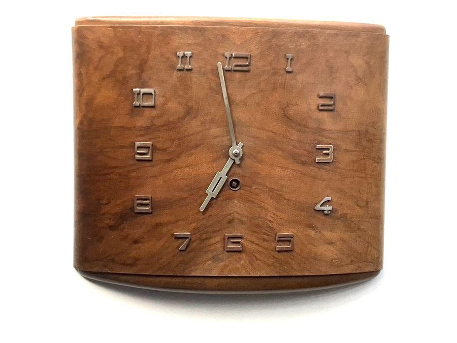 Art Deco English 8 Day Walnut Wall Clock c.1930 (1 of 9)
