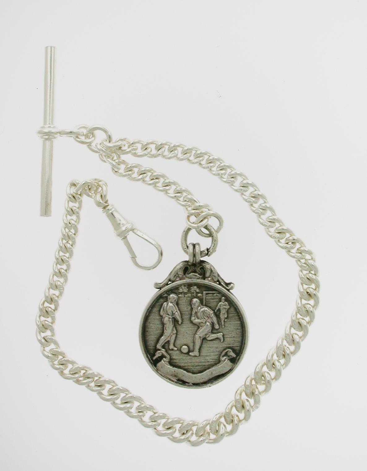 Silver Football Interest Fob 1918 on Silver Chain (1 of 3)