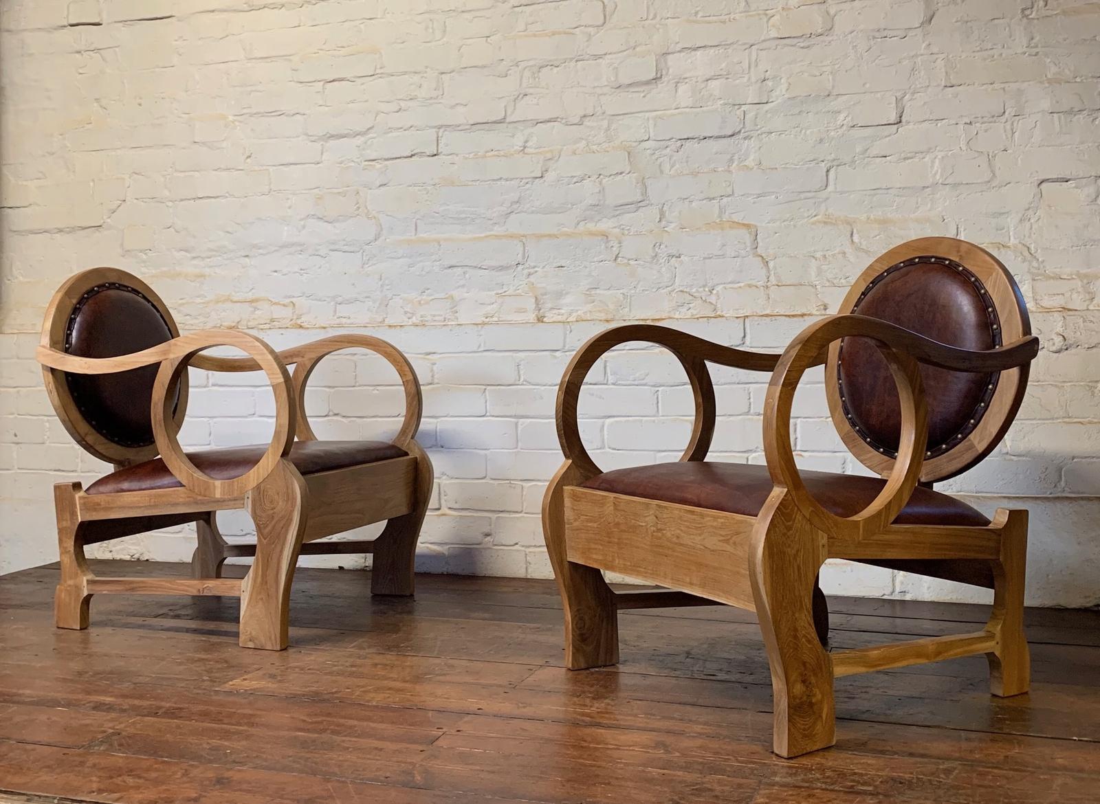 A Stunning Pair of Hungarian Walnut and Leather Chairs by Lajos Kozma (1884 -1948) (1 of 16) A Stunning Pair of Hungarian Walnut and Leather Chairs by Lajos Kozma (1884 -1948) (1 of 16)