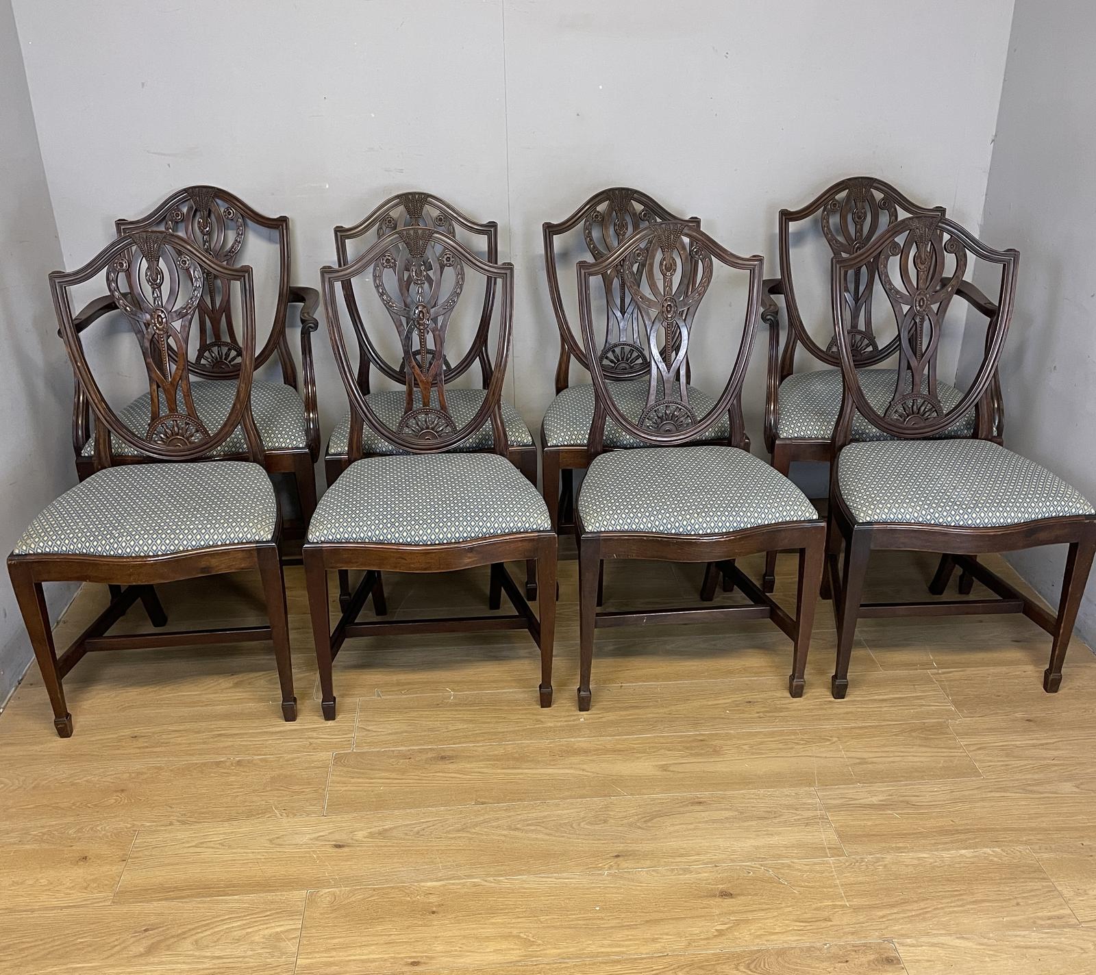 Late 19th Century Solid Mahogany Set of Eight Hepplewhite Style Dining Chairs (1 of 20)