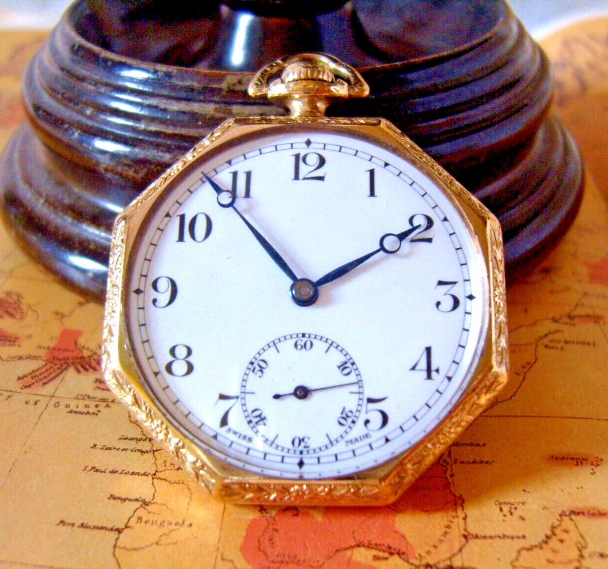 Buren Pocket Watch 1920s Antique Swiss 7 Jewel 10ct Gold Filled Case FWO (1 of 16)