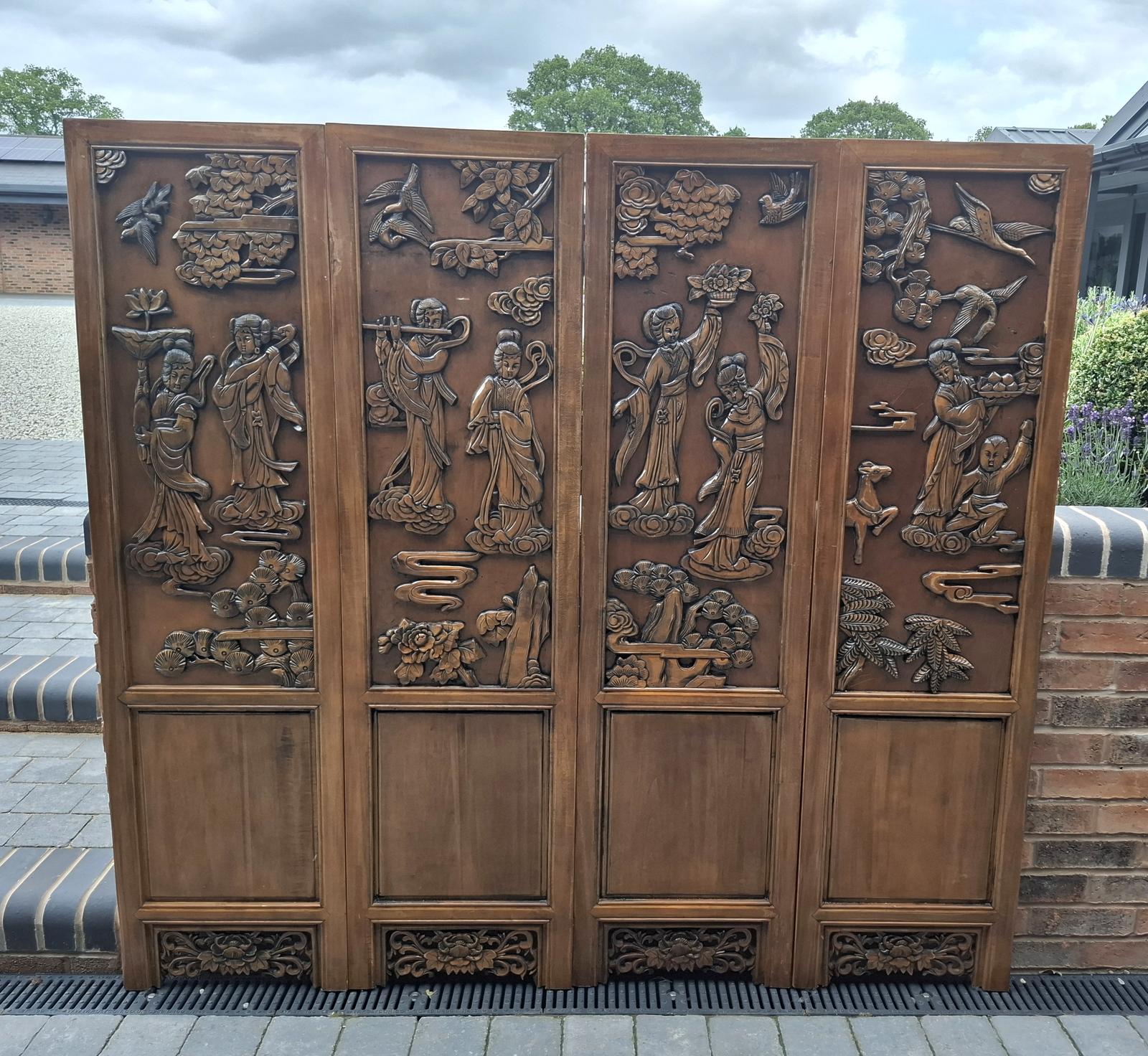 4 Chinese Carved Modesty Screen Panels (1 of 5)