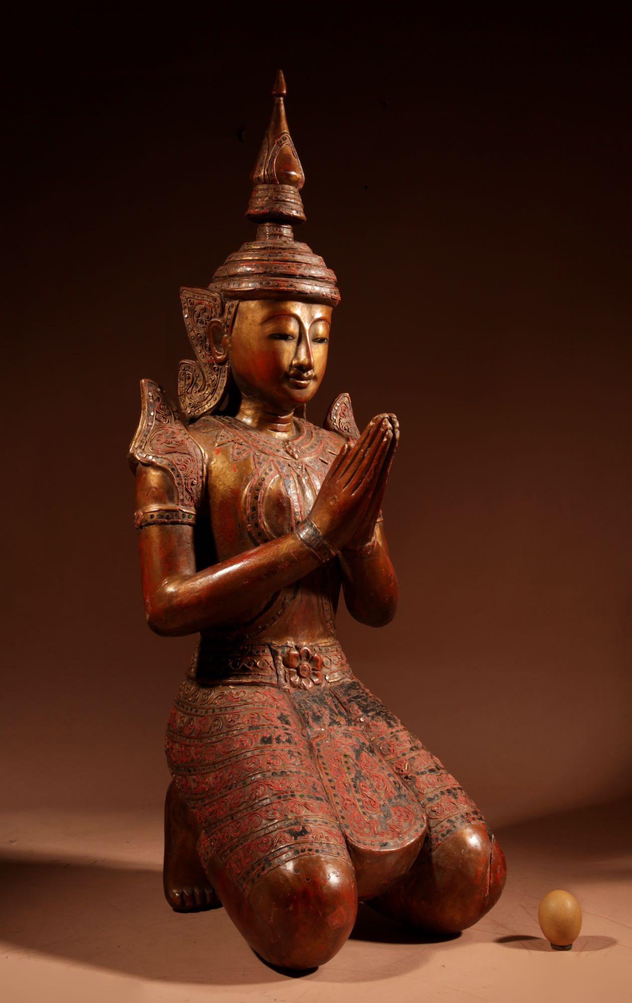 Large Thepphanom Guardian Figure Kneeling Buddha Thailand Circa 1920-40 (1 of 13) Large Thepphanom Guardian Figure Kneeling Buddha Thailand Circa 1920-40 (1 of 13)