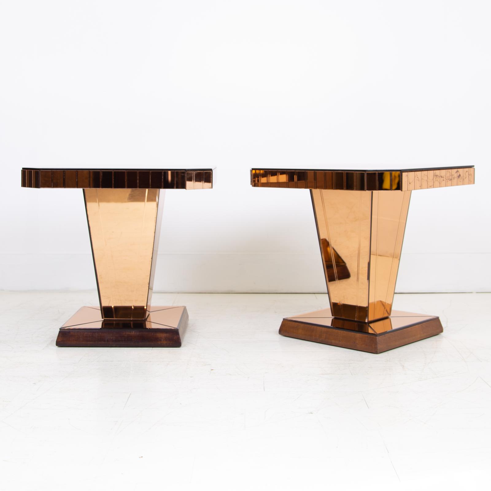 Pair of Art Deco Mirrored Side Table c.1930 (1 of 13)