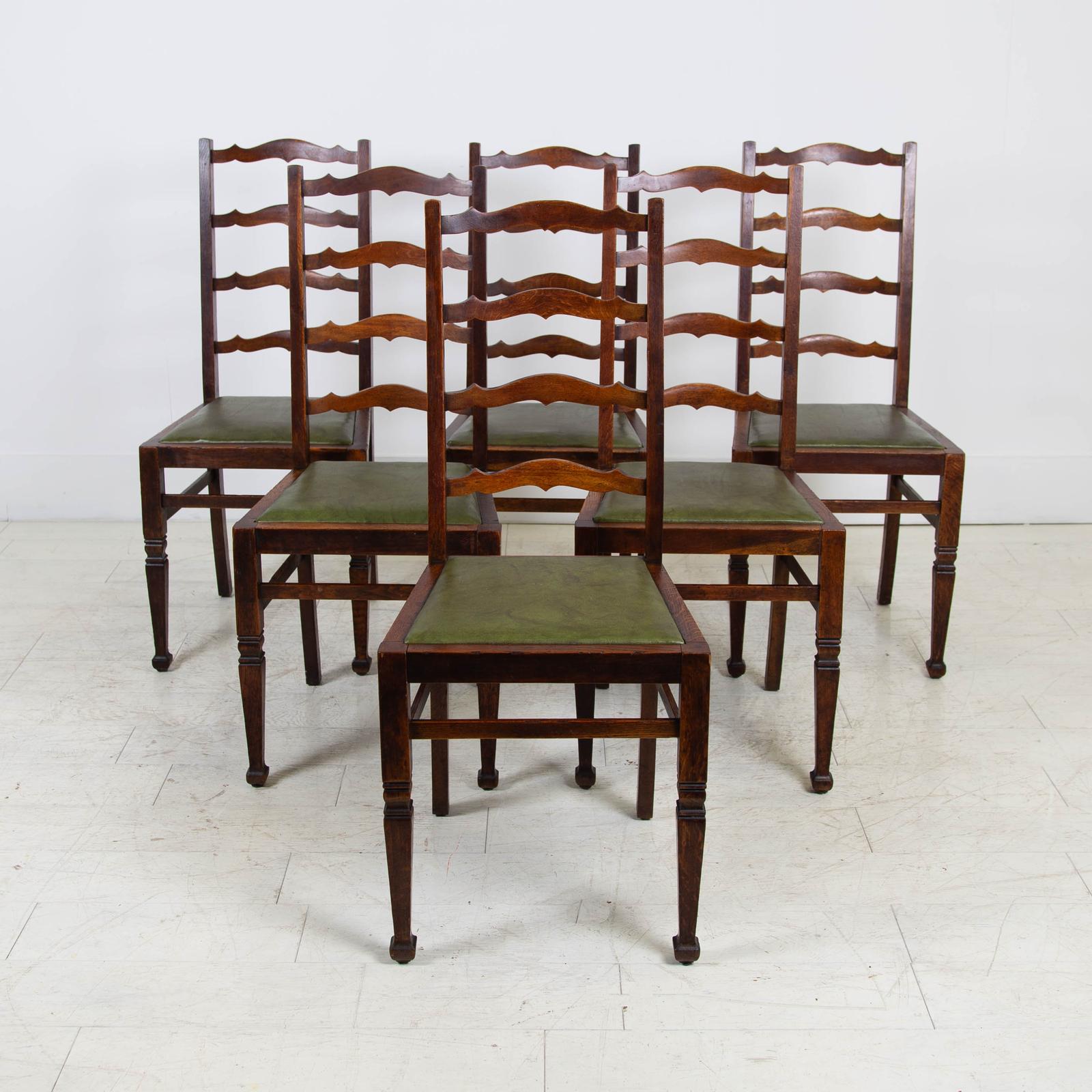 Set of 6 Arts & Crafts Oak Ladder Back Dining Chairs (1 of 15) Set of 6 Arts & Crafts Oak Ladder Back Dining Chairs (1 of 15)