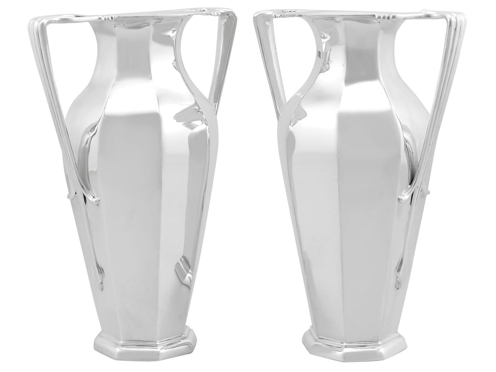 Antique Edwardian Art Nouveau Sterling Silver Vases (1 of 9)