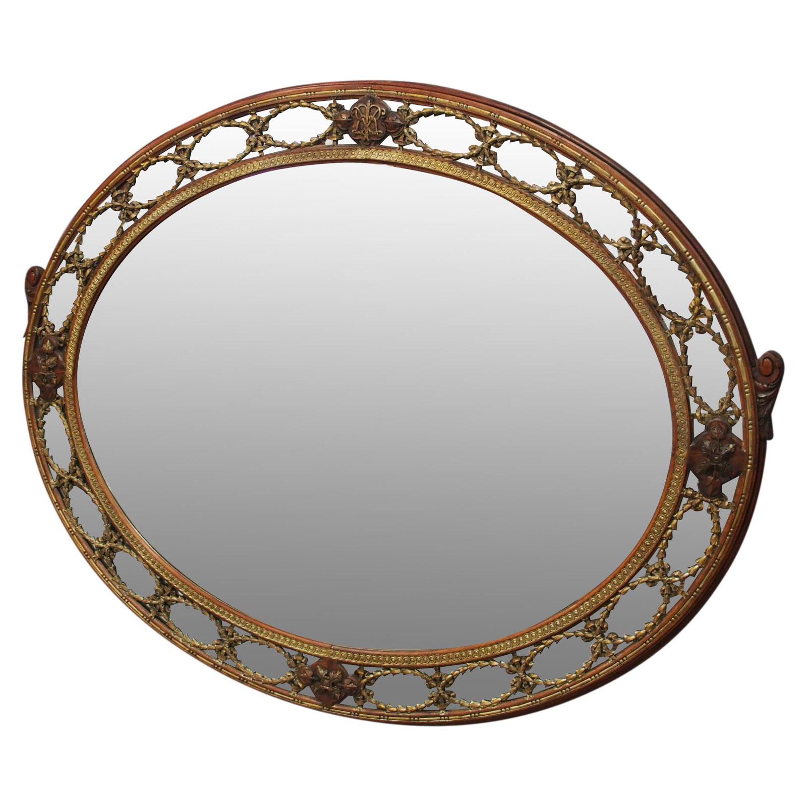 Gilded Walnut Oval Overmantel Mirror (1 of 11) Gilded Walnut Oval Overmantel Mirror (1 of 11)