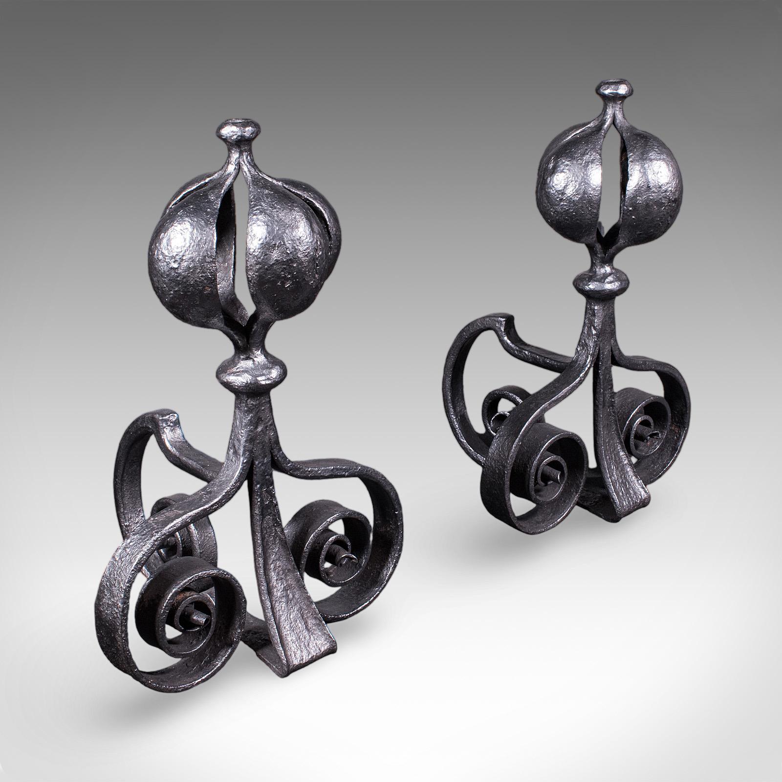 Pair of Antique Fireplace Andirons, French, Country House Hearth, Art Nouveau (1 of 12) Pair of Antique Fireplace Andirons, French, Country House Hearth, Art Nouveau (1 of 12)
