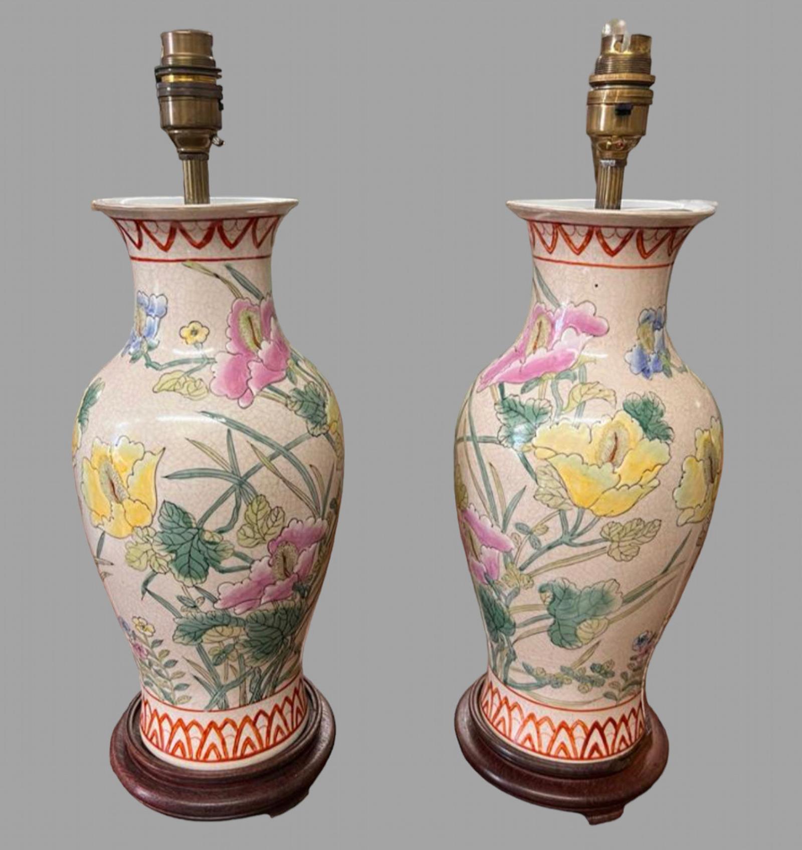 Pair of Chinese Hand Painted Lamps (1 of 5)
