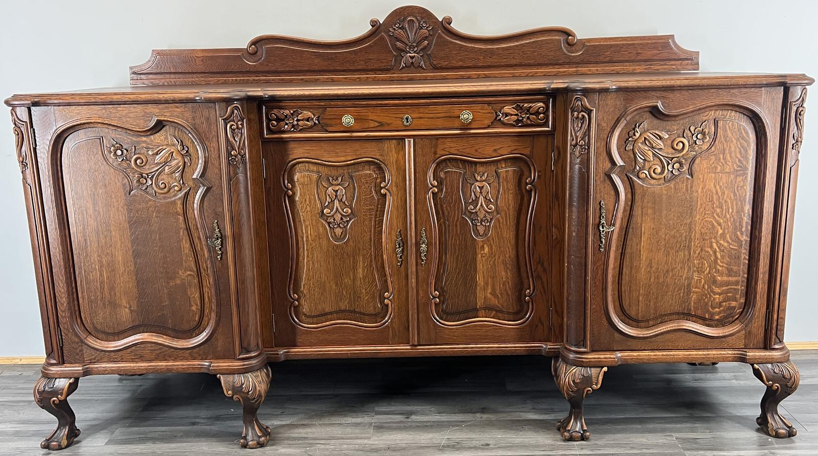 Sideboard Vintage French Buffet Oak Carved Cabinet Ornate Cupboard (1 of 17)