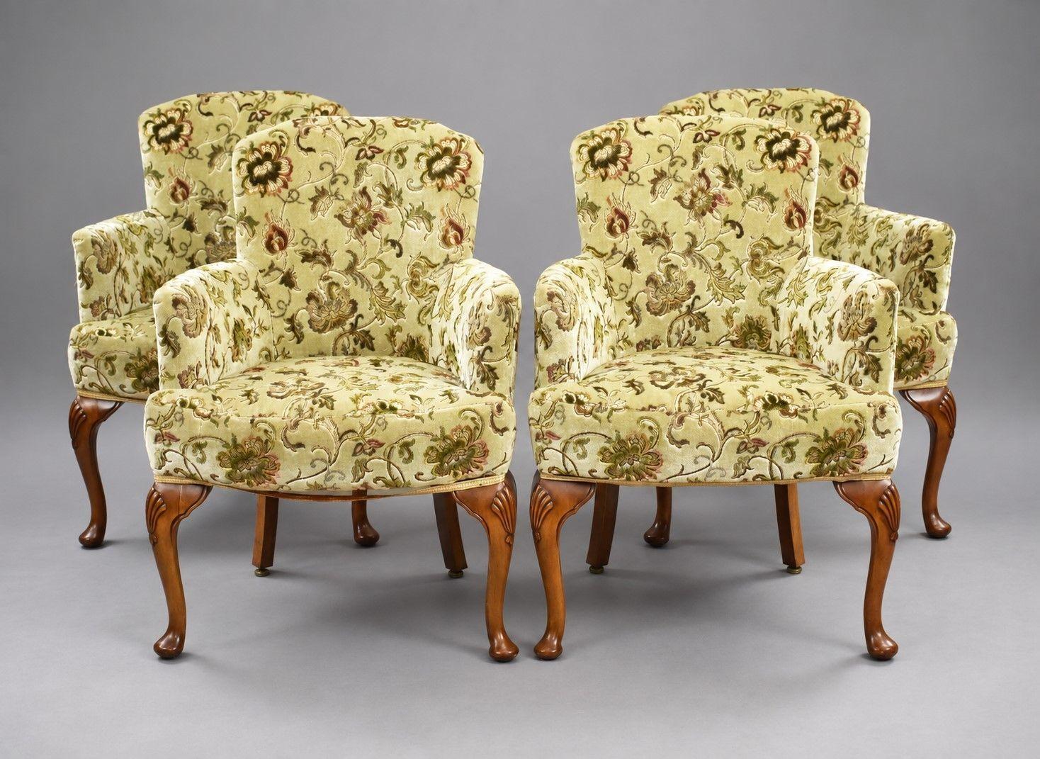 Set of Four Queen Anne Style Walnut Armchairs (1 of 9) Set of Four Queen Anne Style Walnut Armchairs (1 of 9)