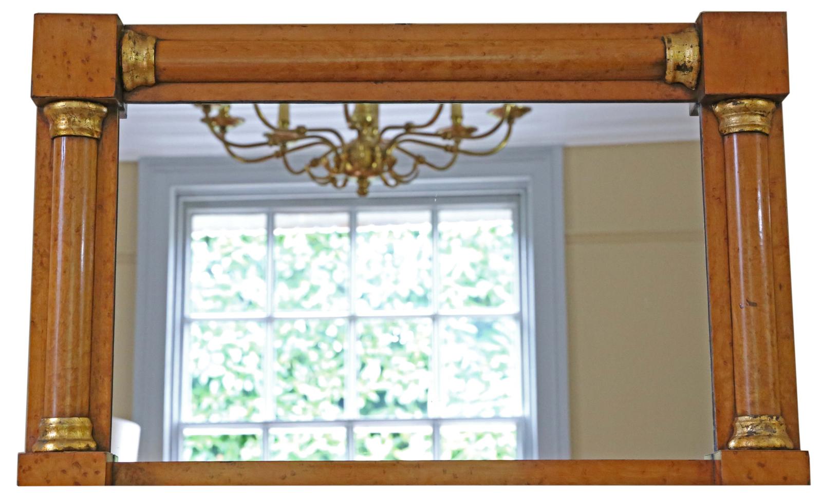 Antique Birds Eye Maple Overmantle Wall Mirror 19th Century Fine Quality (1 of 4)