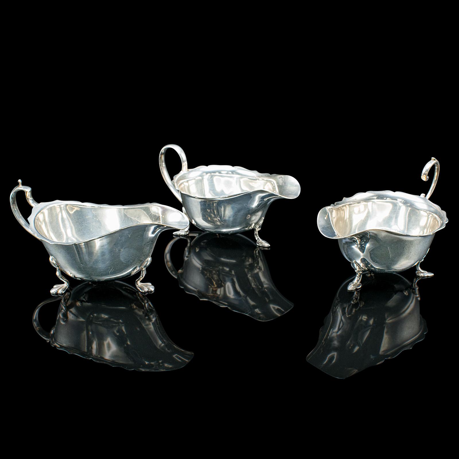 Trio of Antique Sauce Dishes, English, Silver Plated, Condiment Pots - Edwardian (1 of 12)