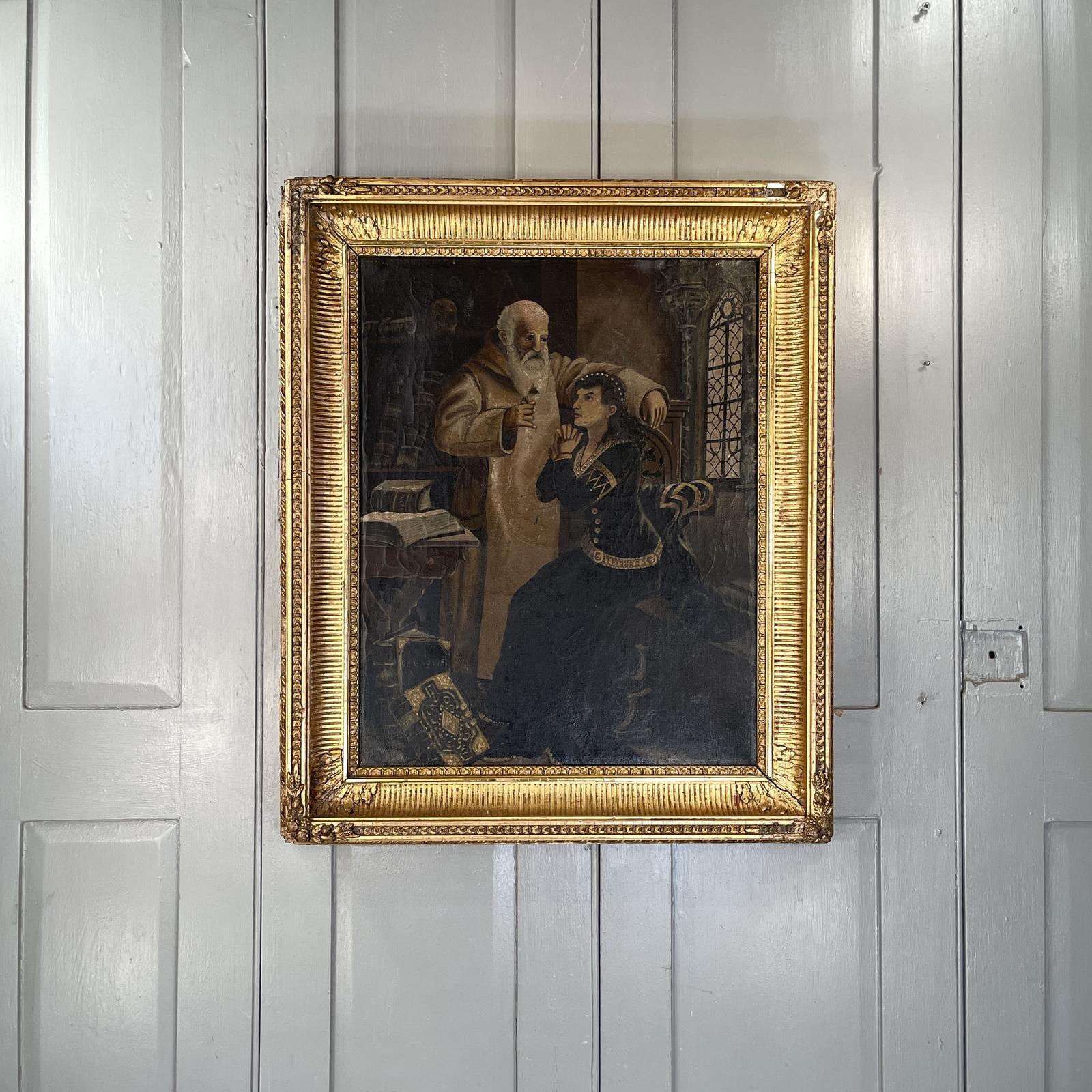 Antique French Oil Painting Study of Lady Being Treated by Apothecary or Physician (1 of 11)