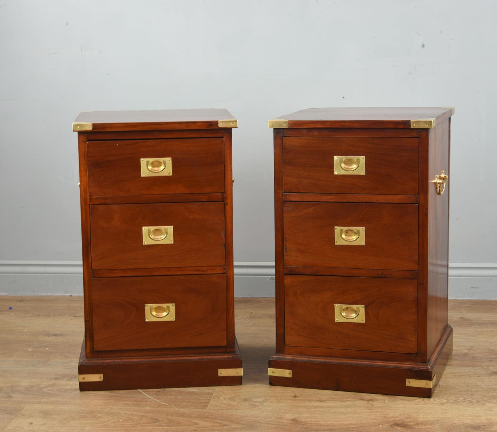 Superb Antique Pair of Mahogany Campaign Bedside Chests of Drawers (1 of 1) Superb Antique Pair of Mahogany Campaign Bedside Chests of Drawers (1 of 1)