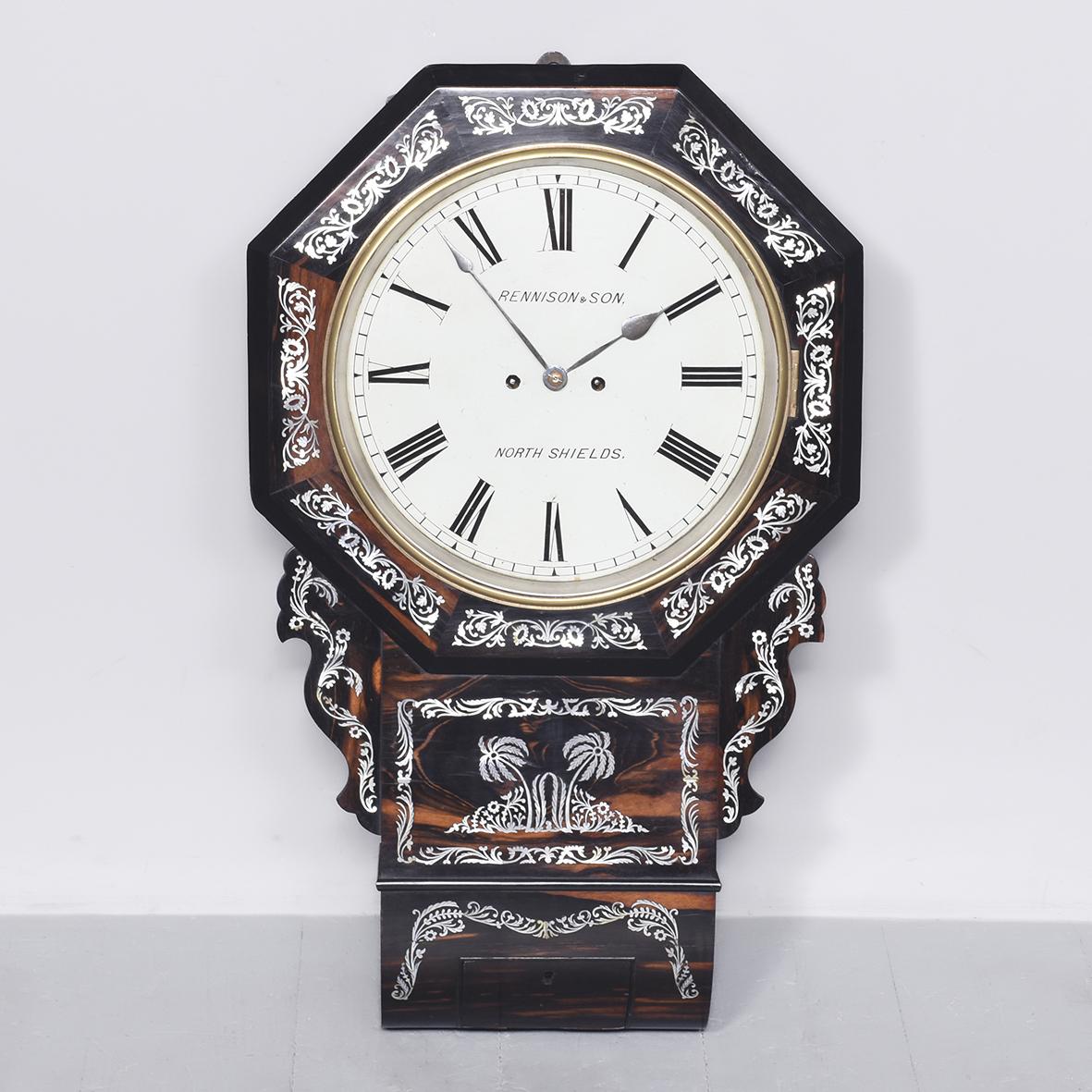 William IV Calamander & Mother of Pearl Inlaid Clock (1 of 7)