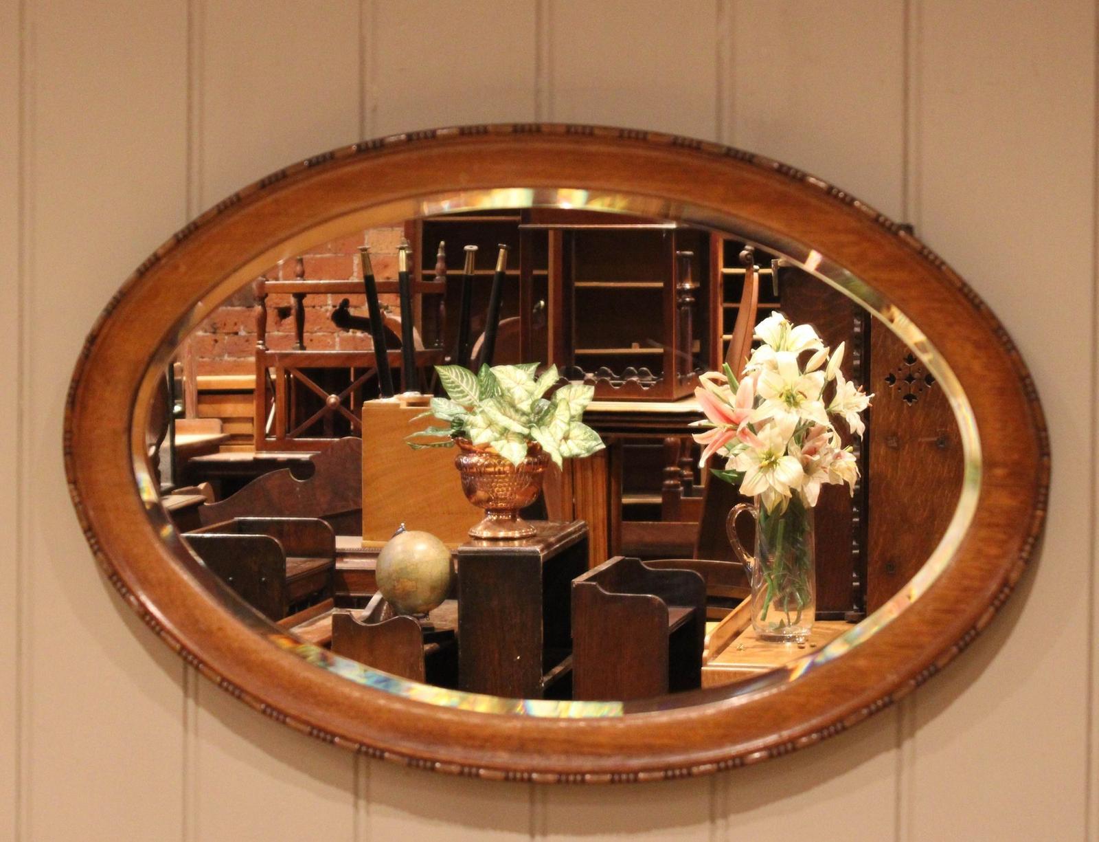 Oval Oak Wall Mirror (1 of 9) Oval Oak Wall Mirror (1 of 9)