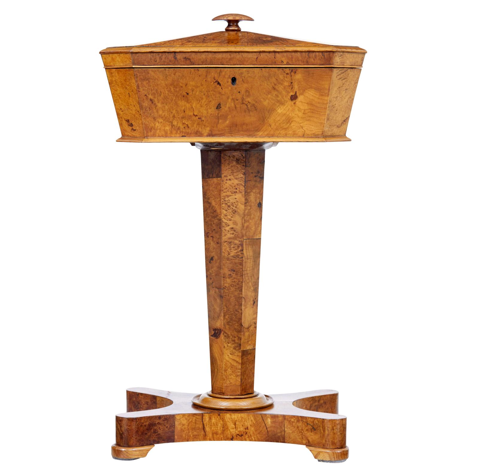 19th Century Scandinavian Burr Elm Teapoy (1 of 8)