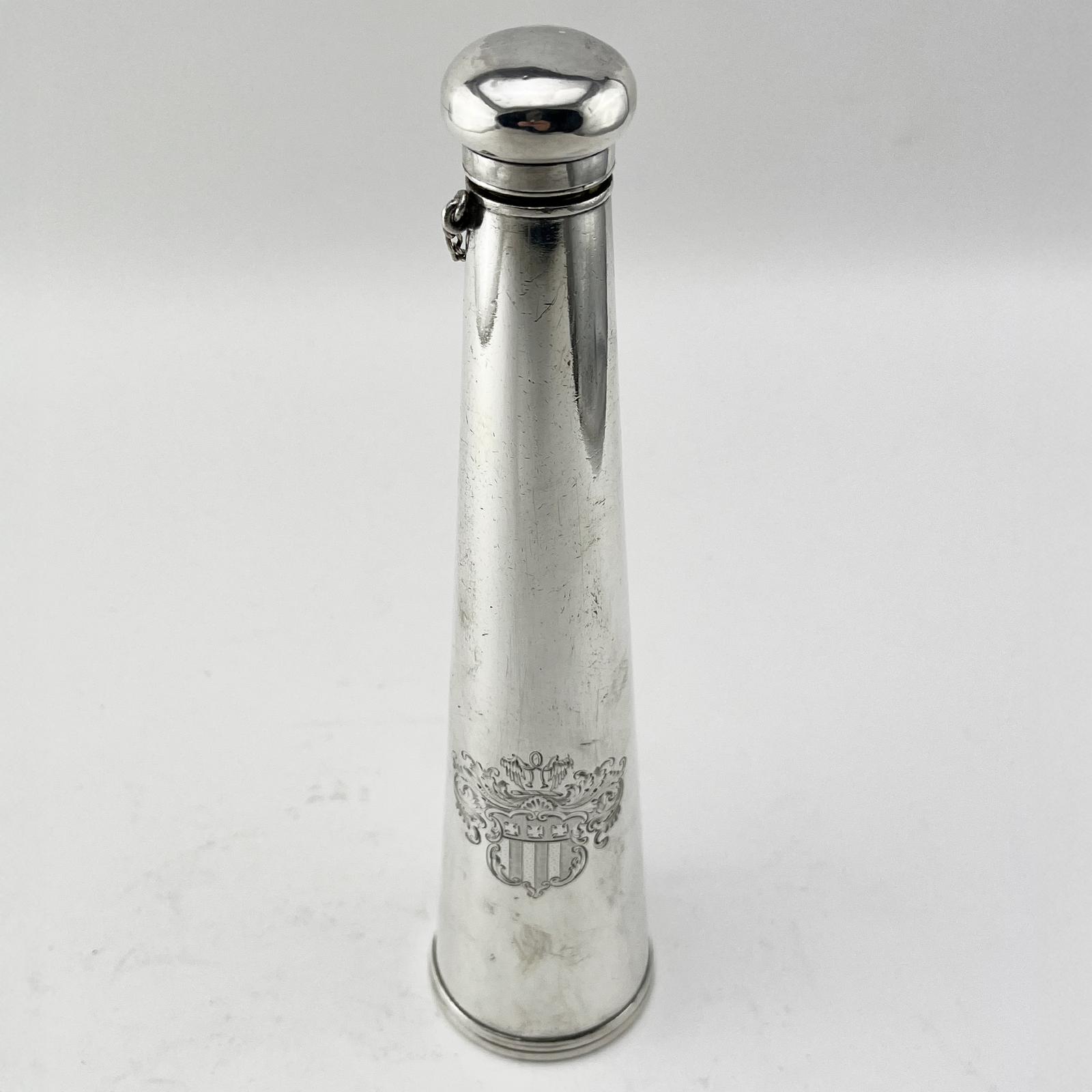 Unusual Victorian Sterling Silver Hunting Style Hip Flask (1 of 5) Unusual Victorian Sterling Silver Hunting Style Hip Flask (1 of 5)