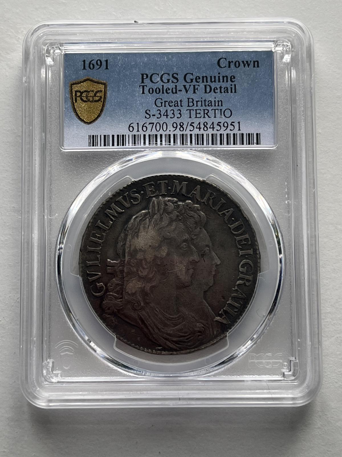 William and Mary - Silver 1691 Crown - Regnal Year : TERTIO (1 of 14)