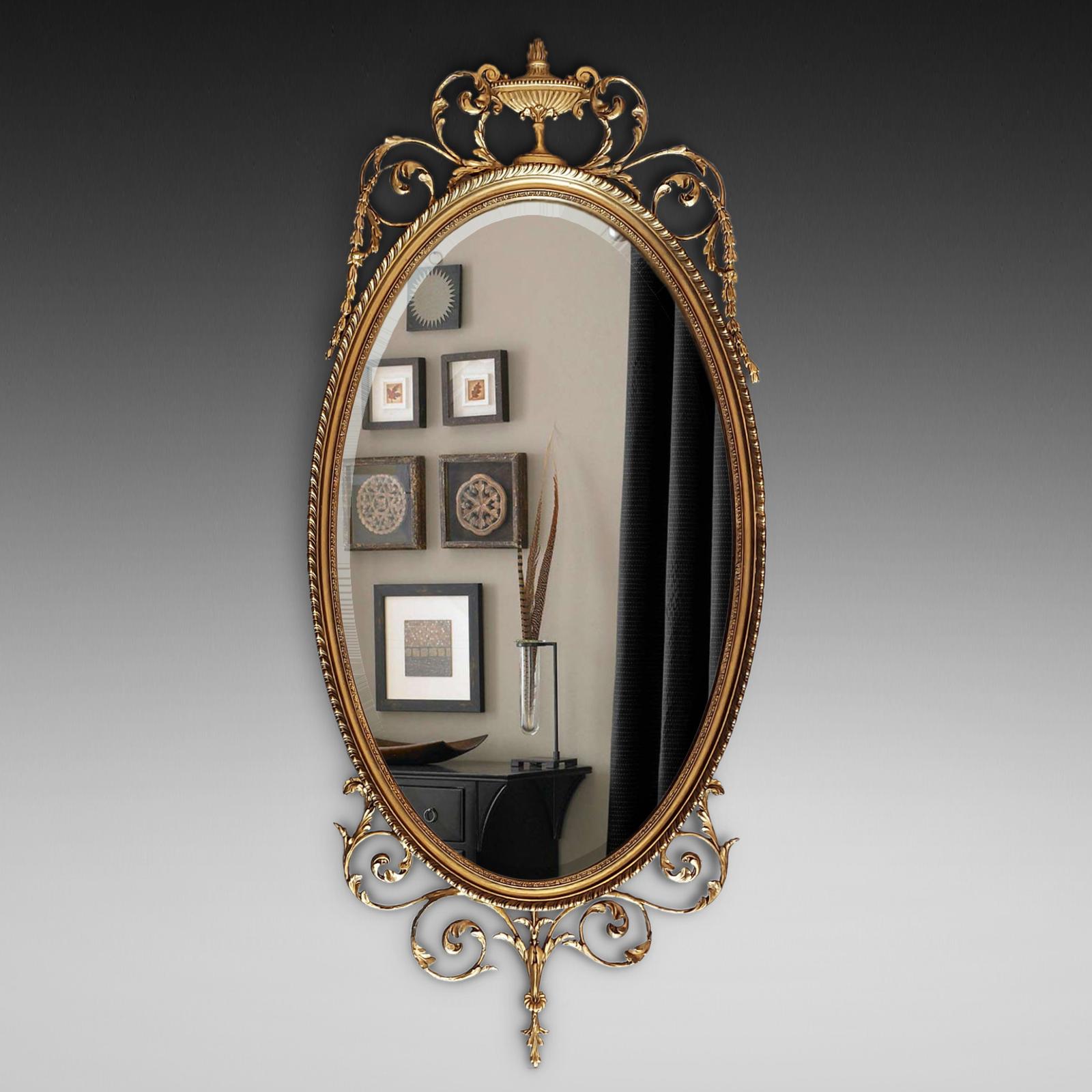 19thc Giltwood and Gesso Oval Wall Mirror (1 of 10) 19thc Giltwood and Gesso Oval Wall Mirror (1 of 10)