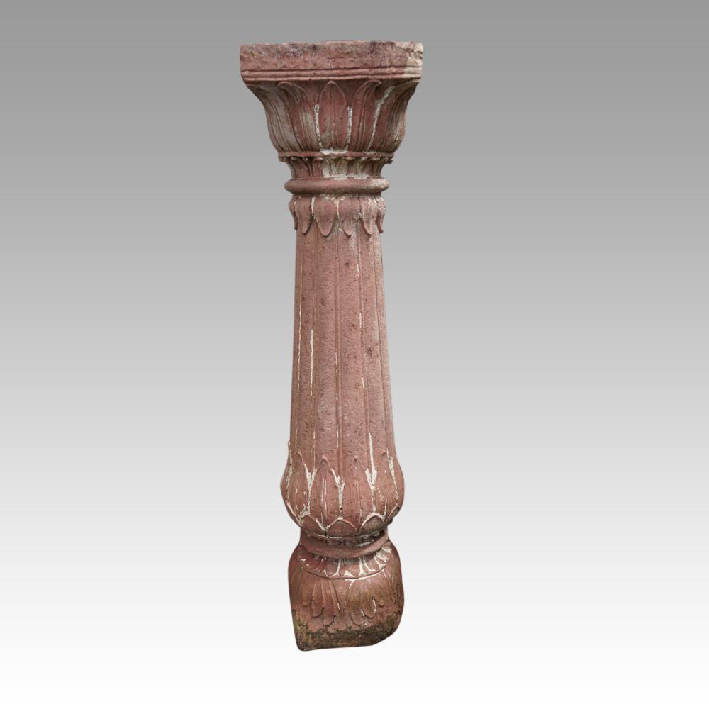 Antique Large Red Stone Carved Column (1 of 2)