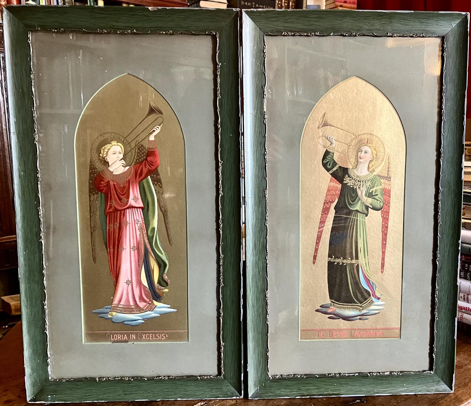 1880s Religious Prints of Angels & Trumpets 2 X Large Framed Chromolithographs (1 of 5)