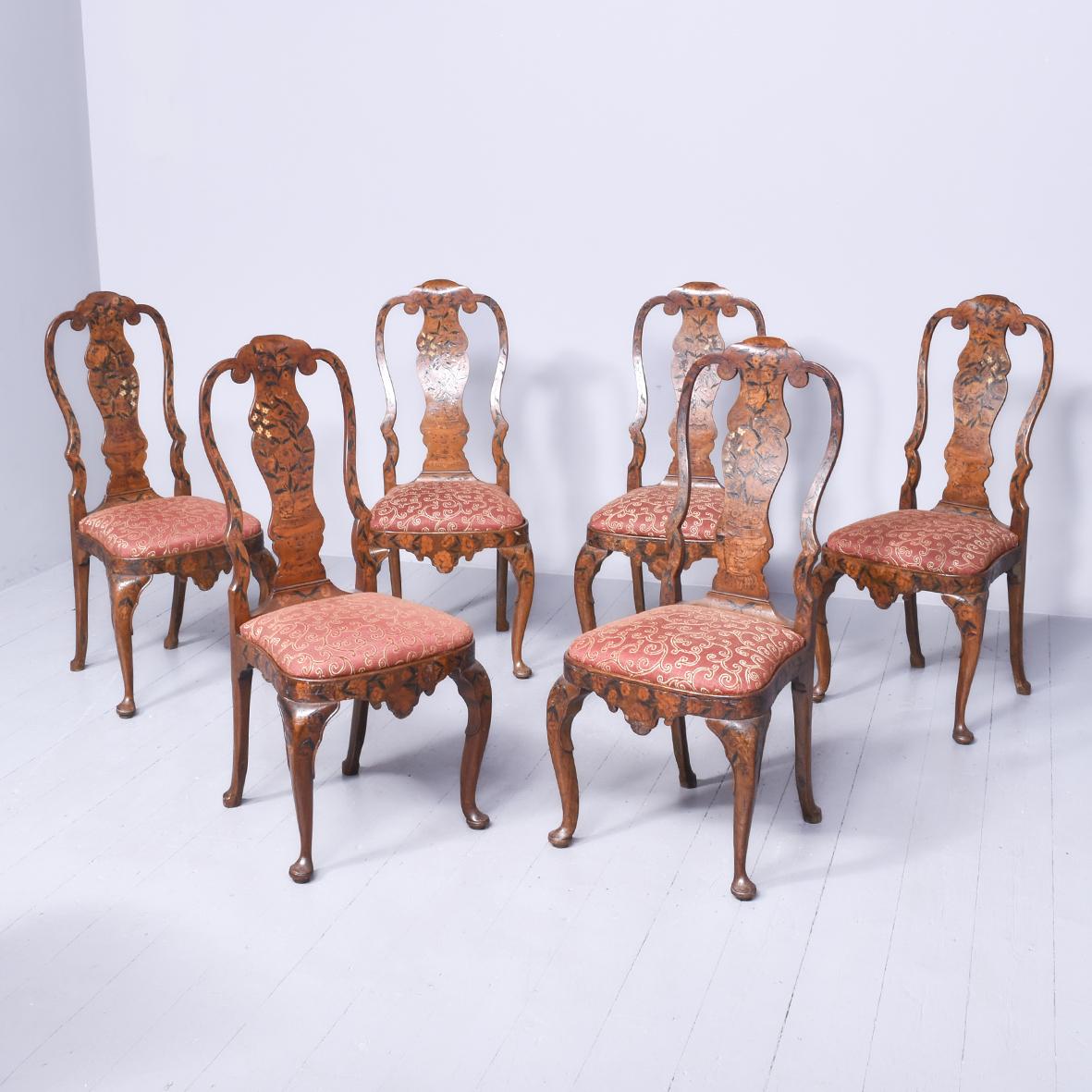Set of 6 Dutch Marquetry Side Chairs (1 of 10)