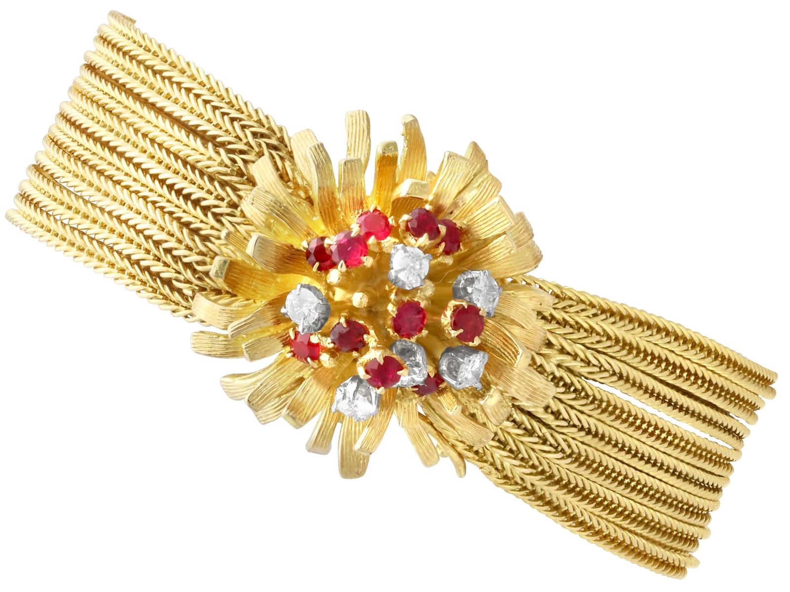 Vintage 0.75ct Ruby & 0.52ct Diamond, 18ct Yellow Gold Watch 1964 (1 of 20)