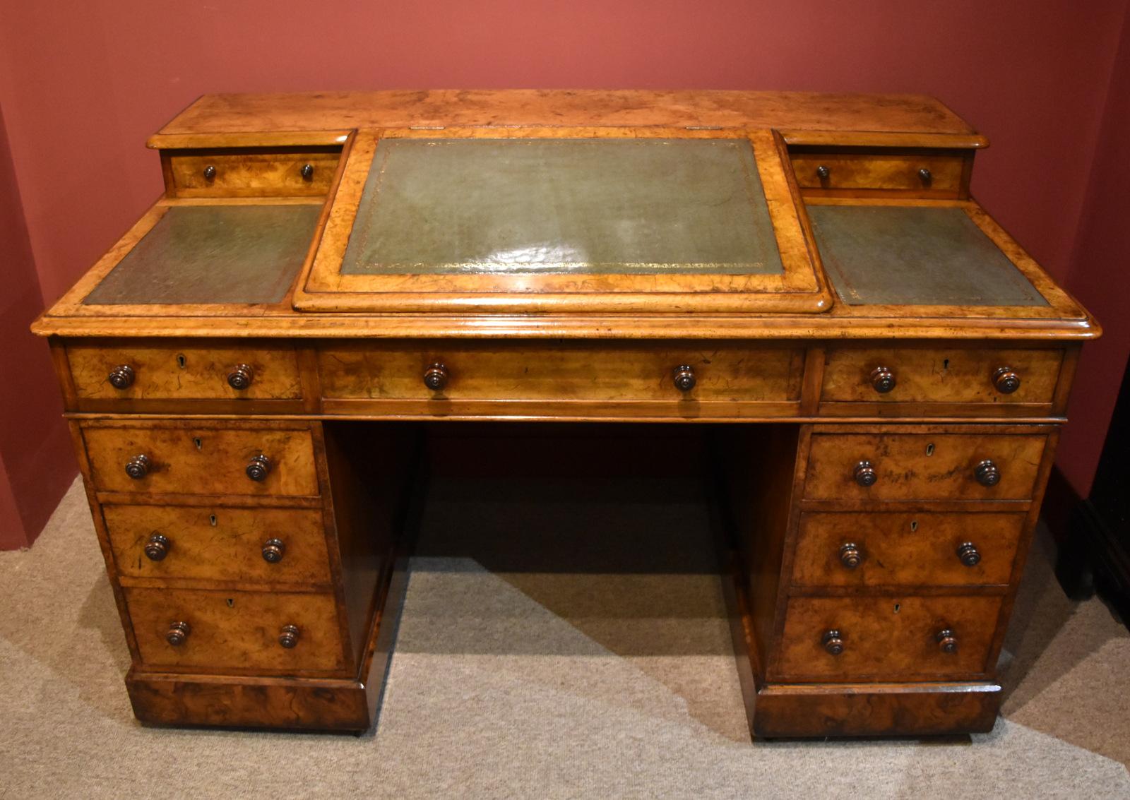 Victorian Burr Walnut Twin Pedestal Desk (1 of 7)