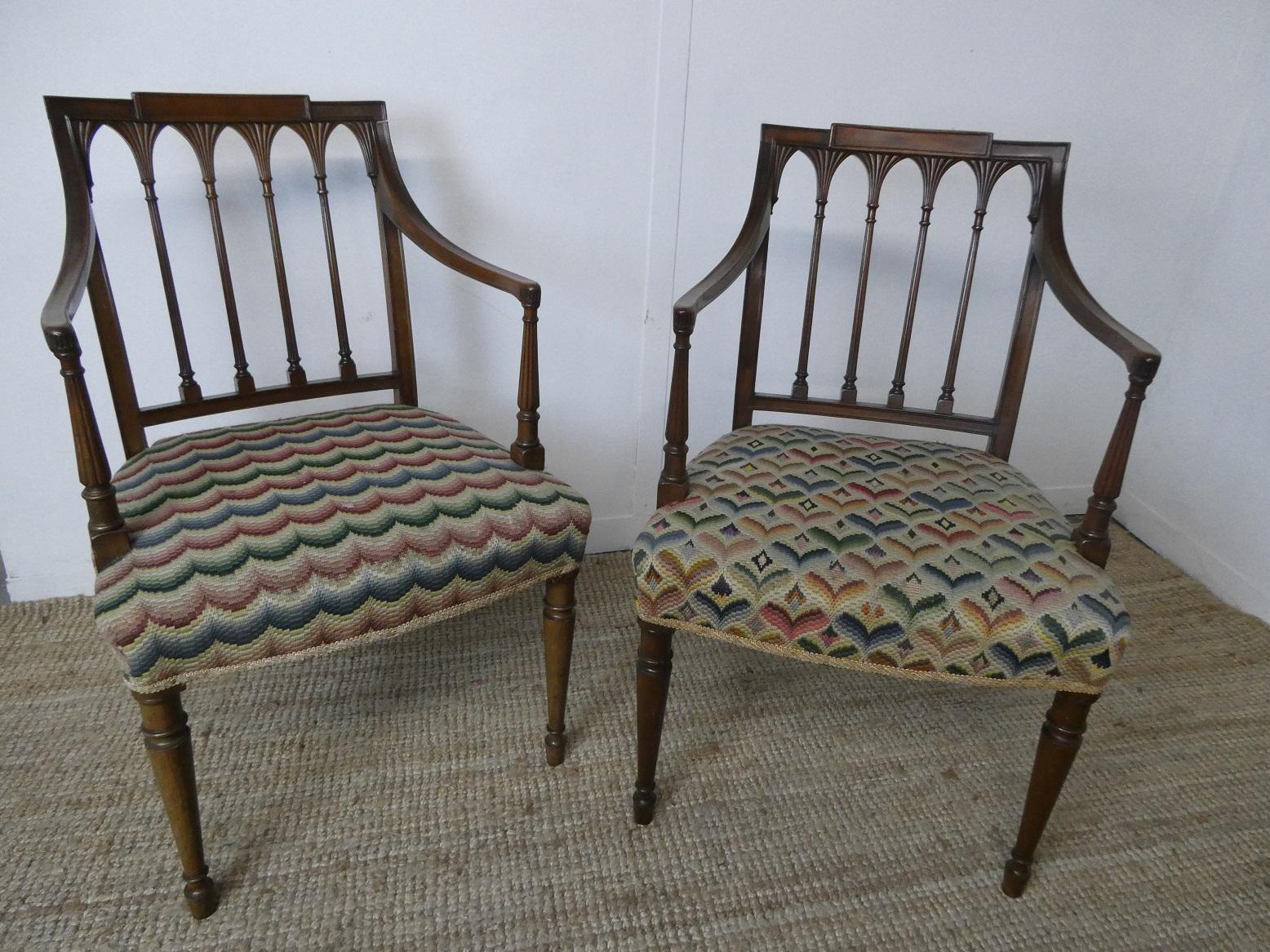 Pair of 19th Century Sheraton Style Armchairs (1 of 13) Pair of 19th Century Sheraton Style Armchairs (1 of 13)